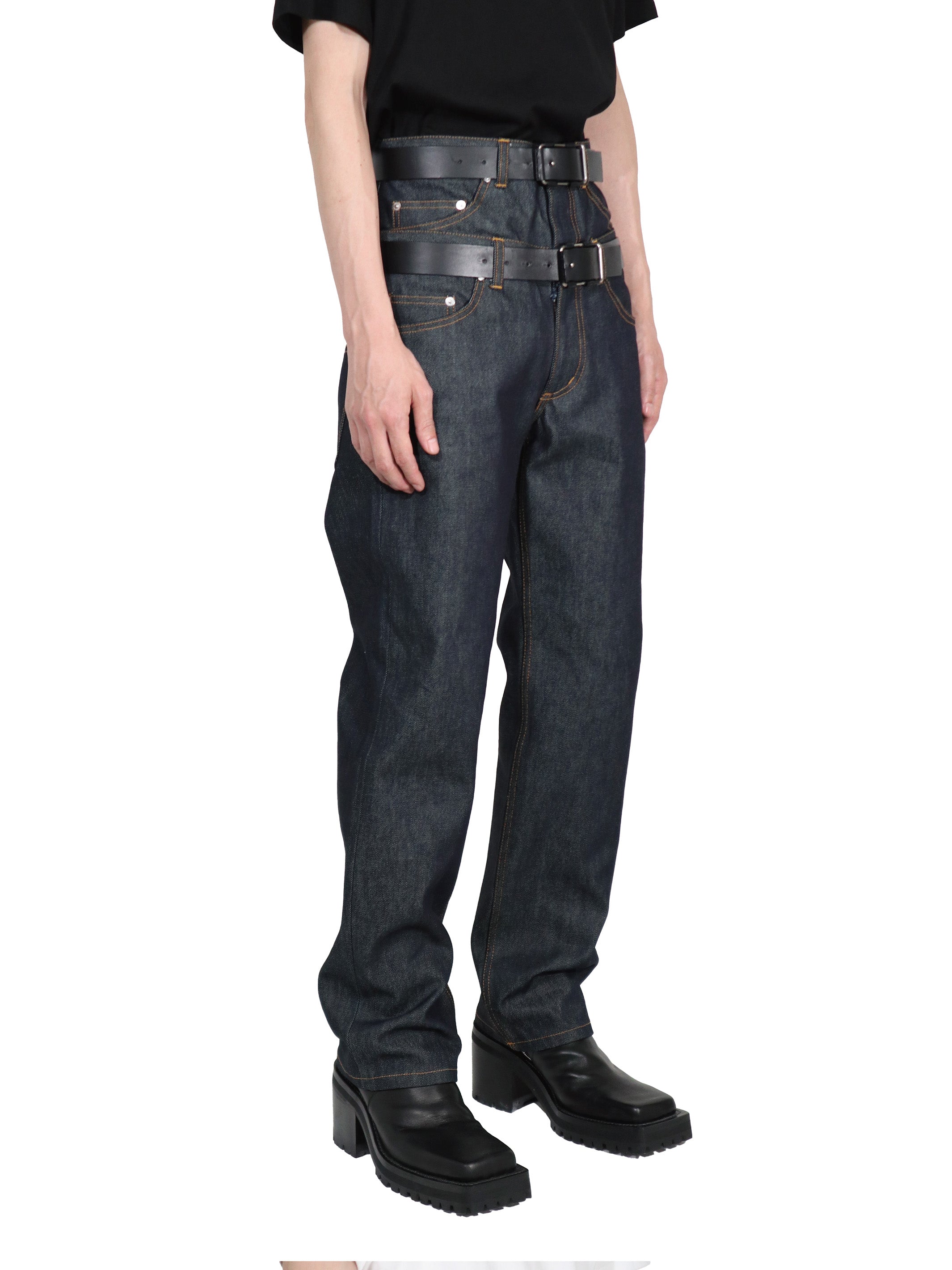 RIGID DENIM DOUBLE STACKED PANTS