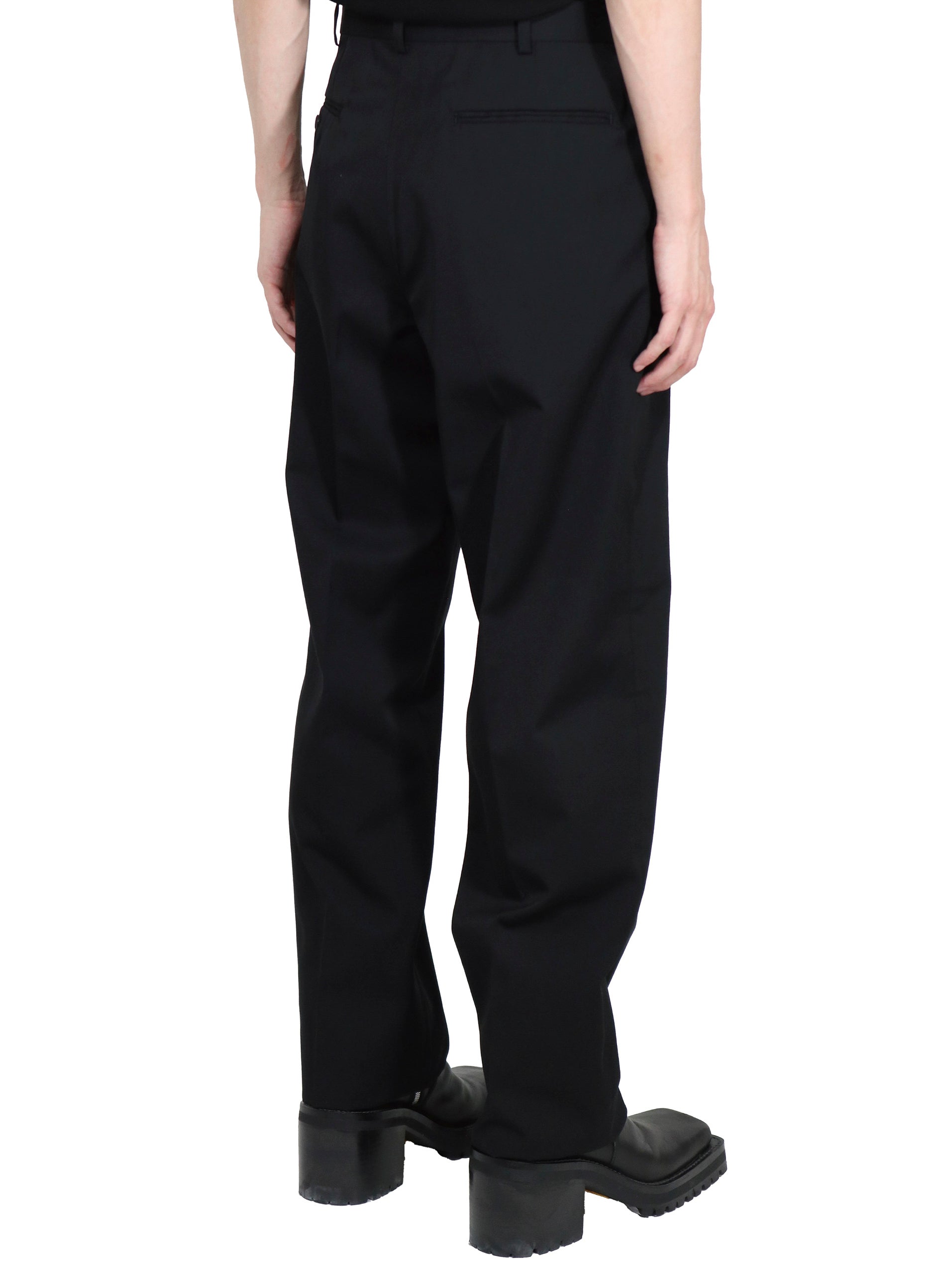 WOOL COTTON TWILL ASYMMETRY TROUSERS