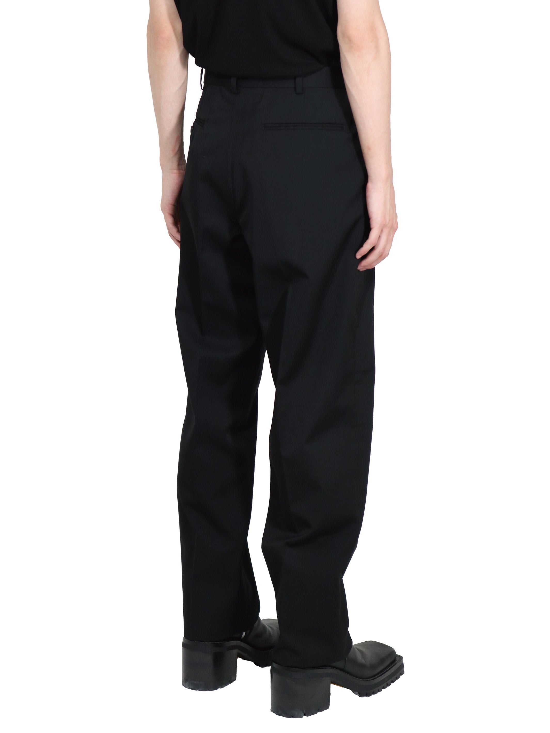 WOOL COTTON TWILL ASYMMETRY TROUSERS
