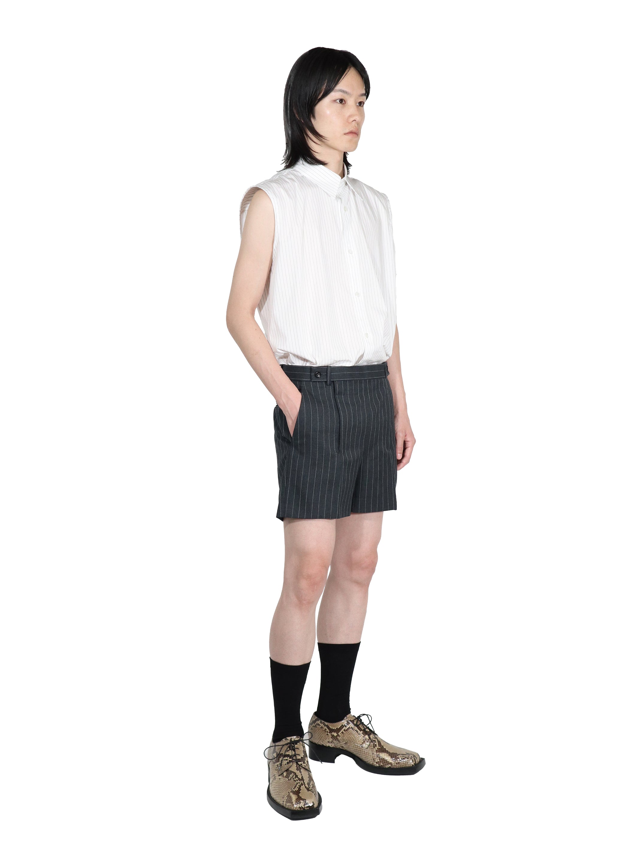 WOOL GABARDINE DOUBLE ZIPPERFLY SHORTS