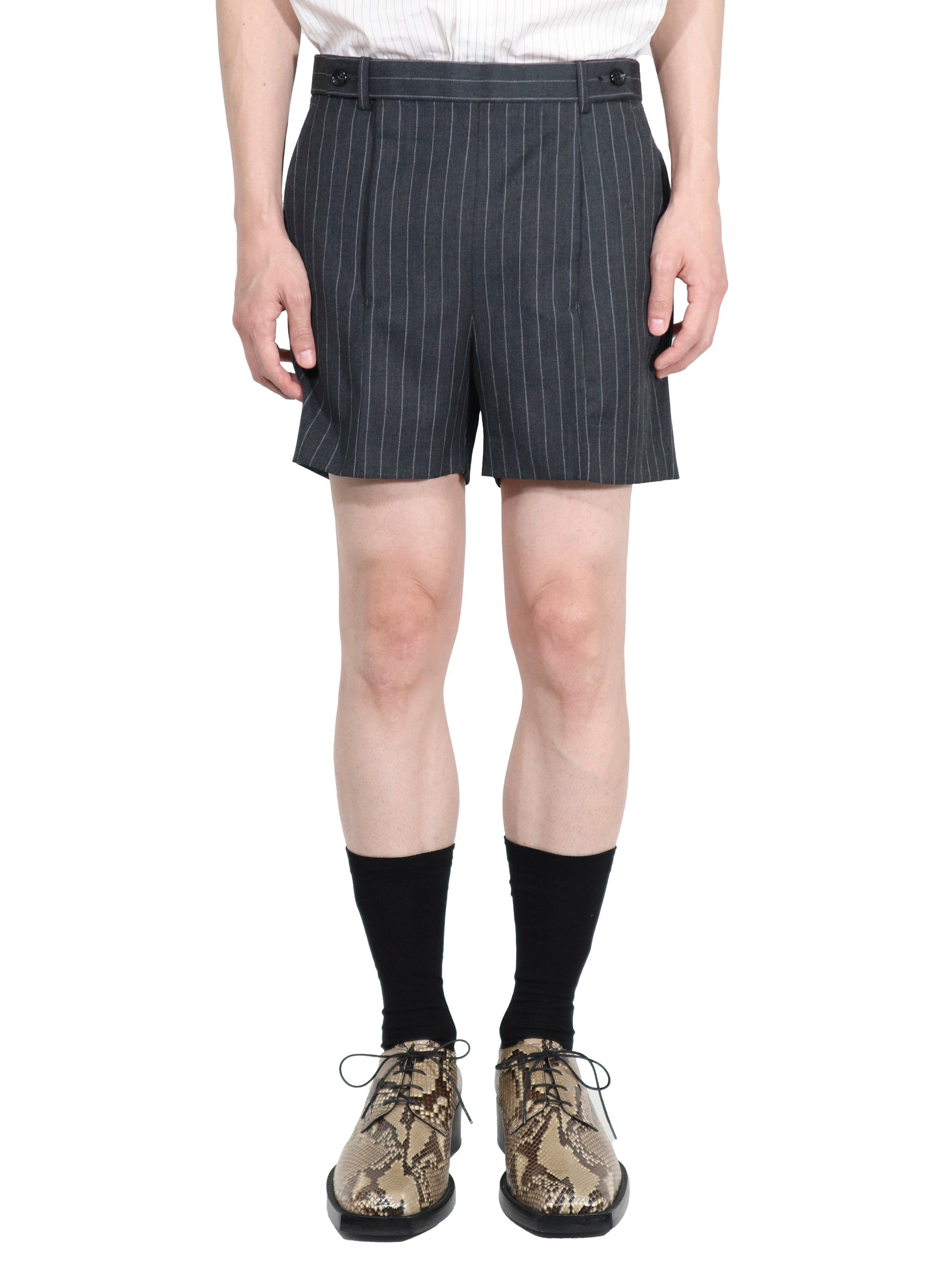 WOOL GABARDINE DOUBLE ZIPPERFLY SHORTS