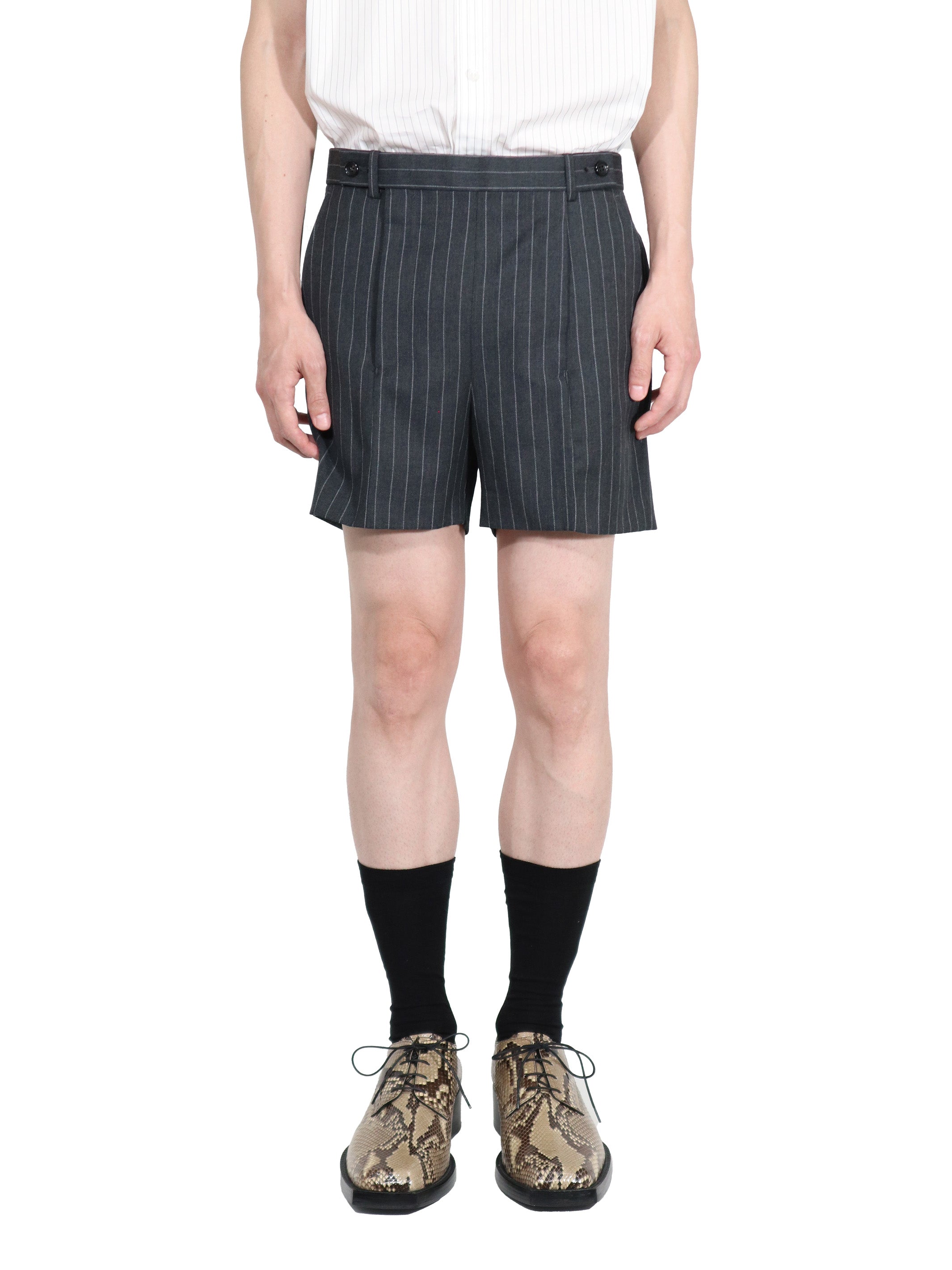 WOOL GABARDINE DOUBLE ZIPPERFLY SHORTS
