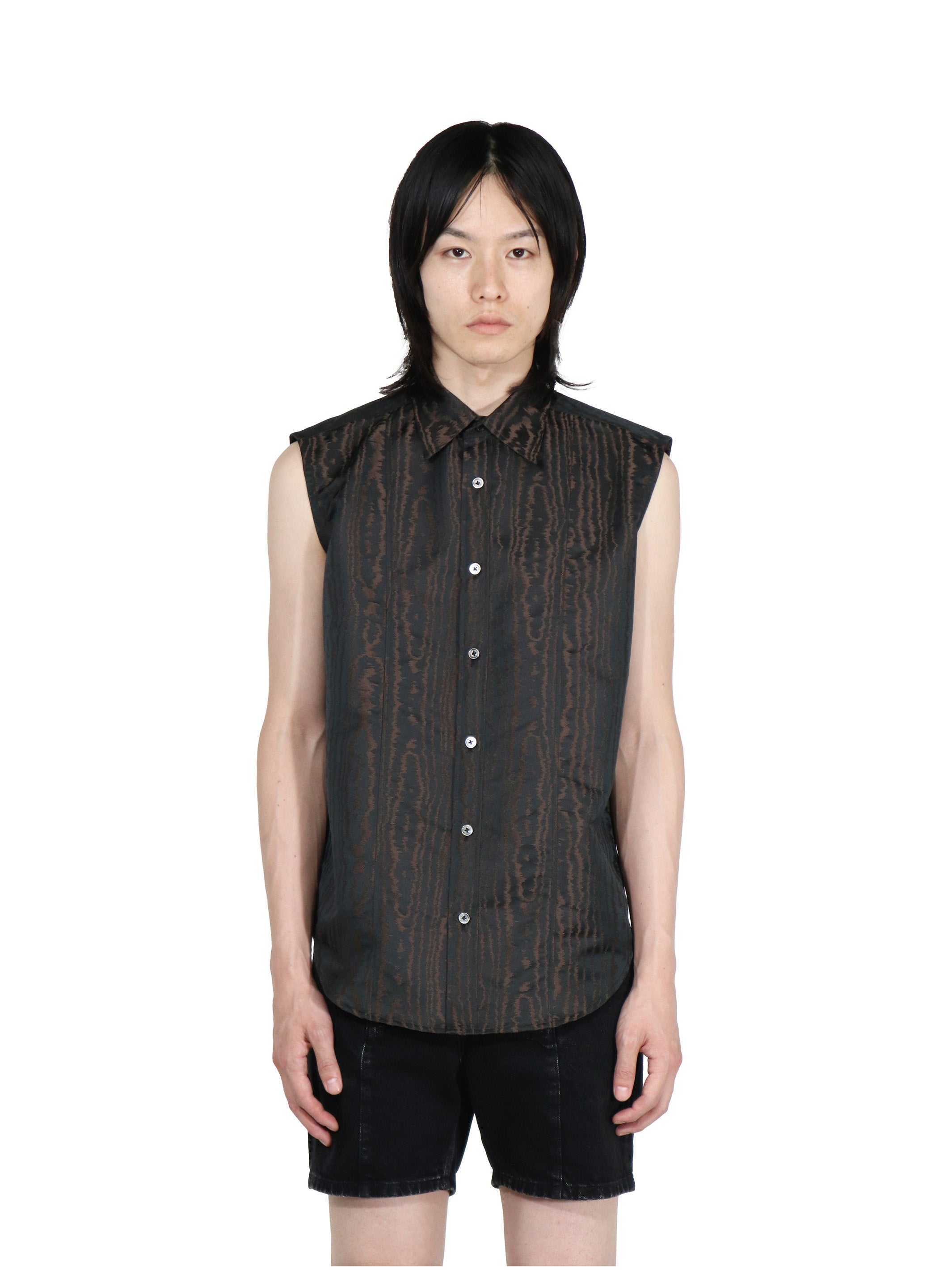 Moire jacquard sleeveless shirt