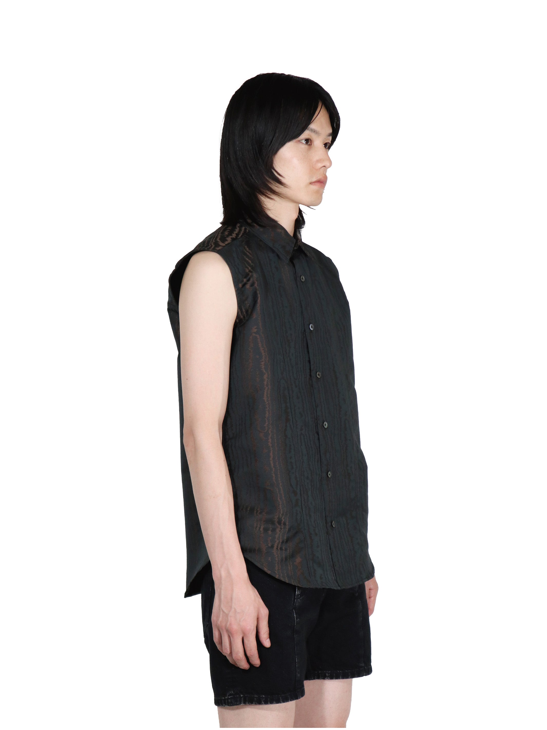 Moire jacquard sleeveless shirt