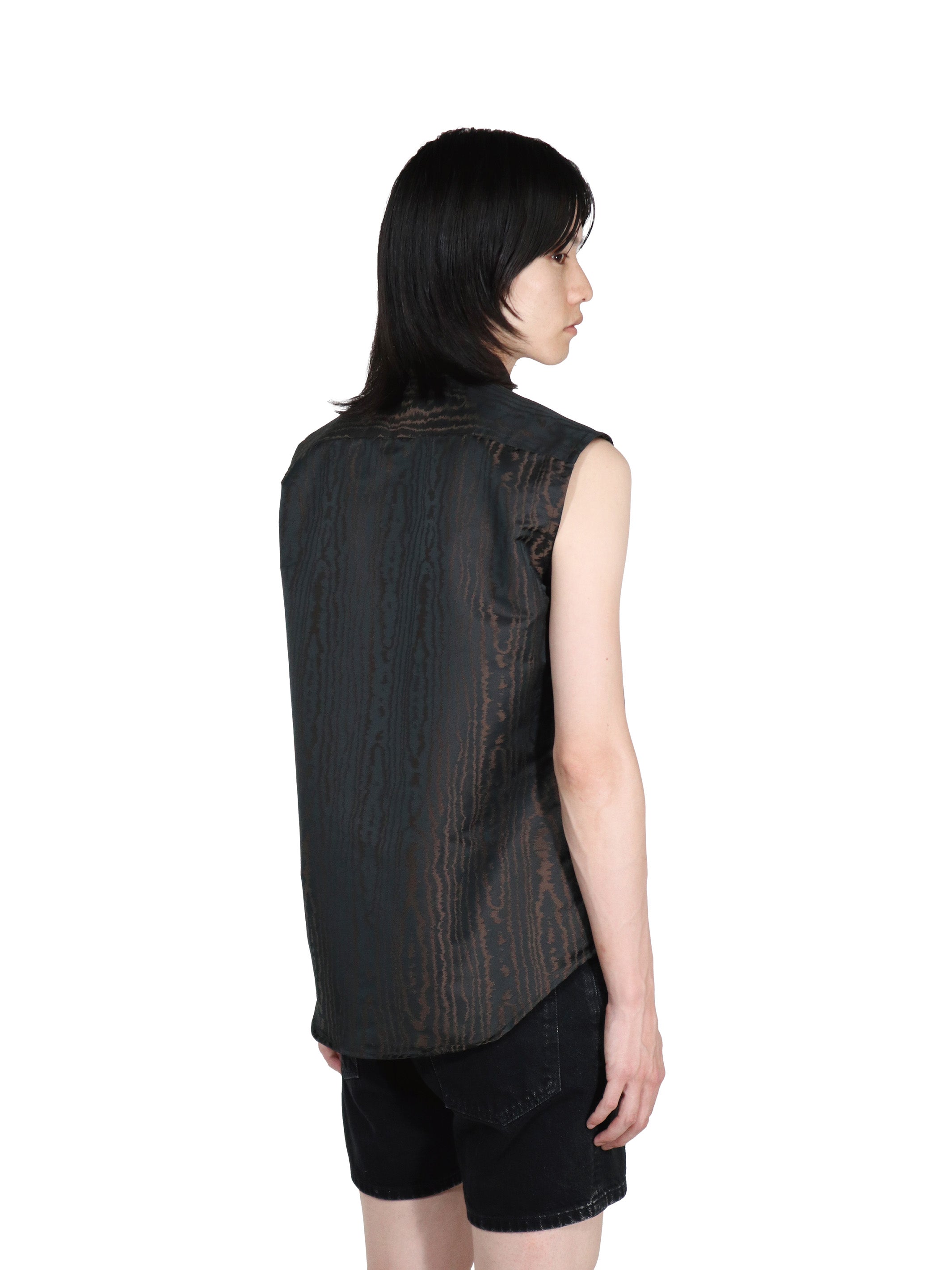 Moire jacquard sleeveless shirt