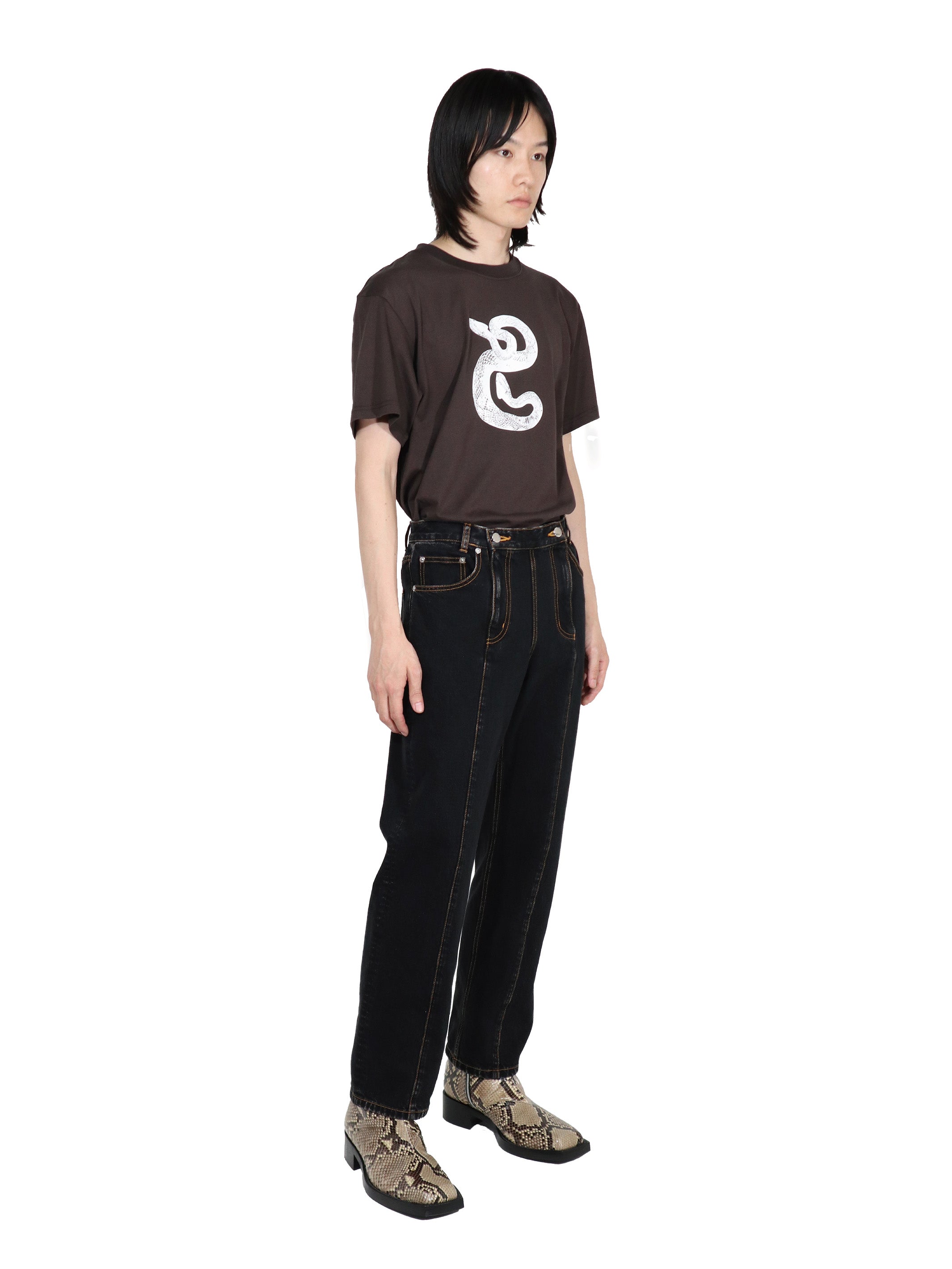 WASHED DENIM DOUBLE ZIPPERFLY PANTS