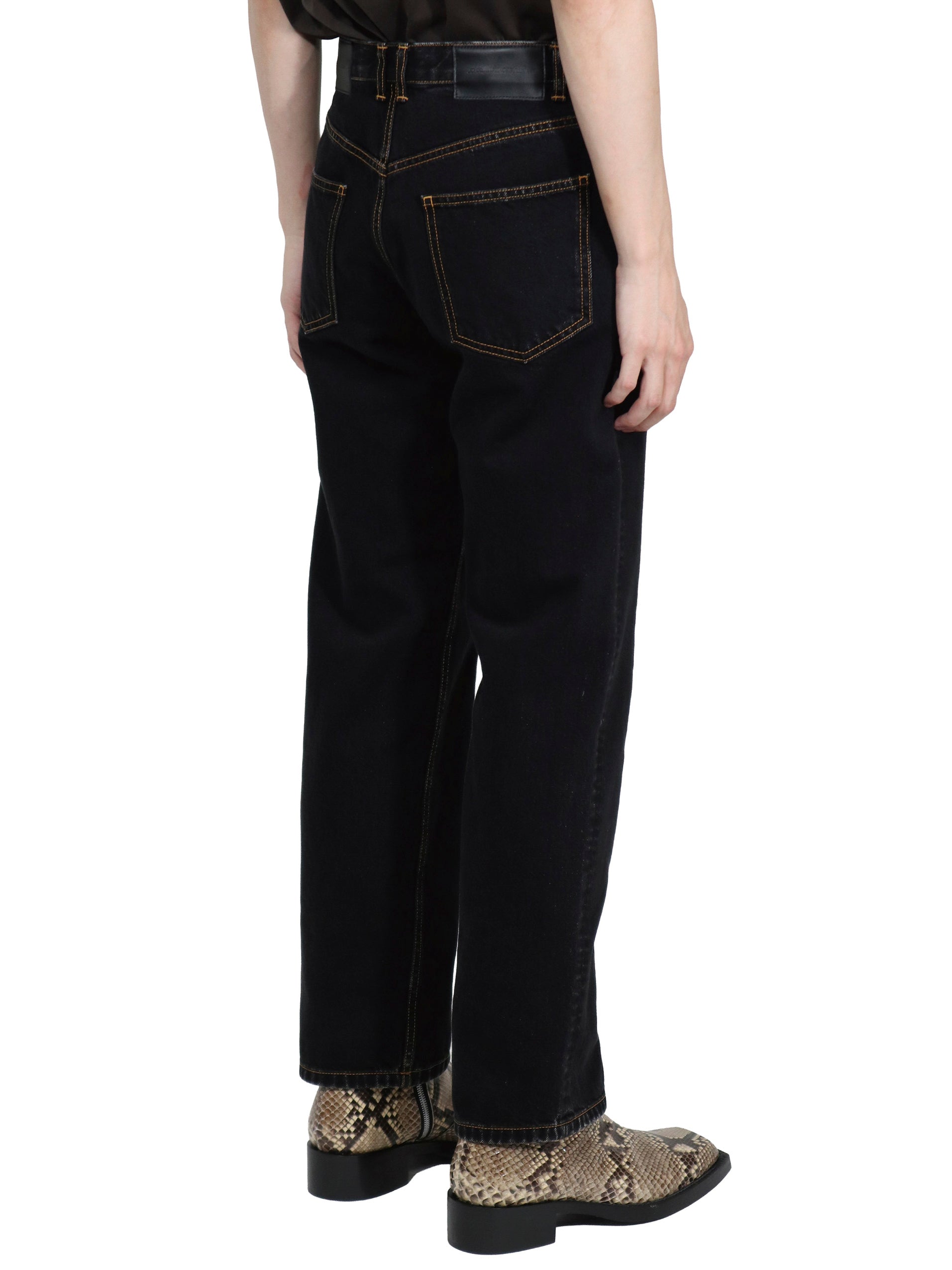 WASHED DENIM DOUBLE ZIPPERFLY PANTS