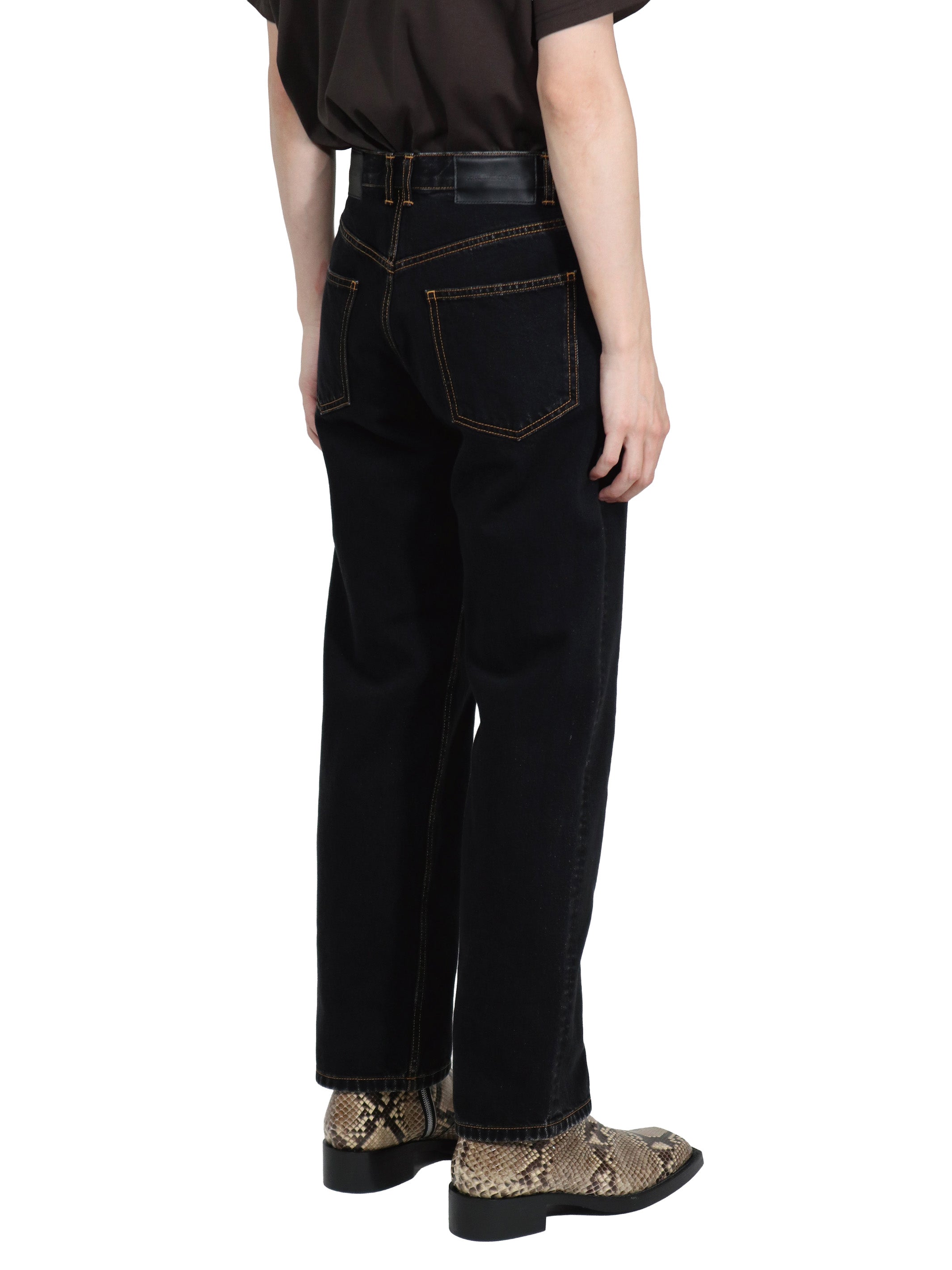 WASHED DENIM DOUBLE ZIPPERFLY PANTS