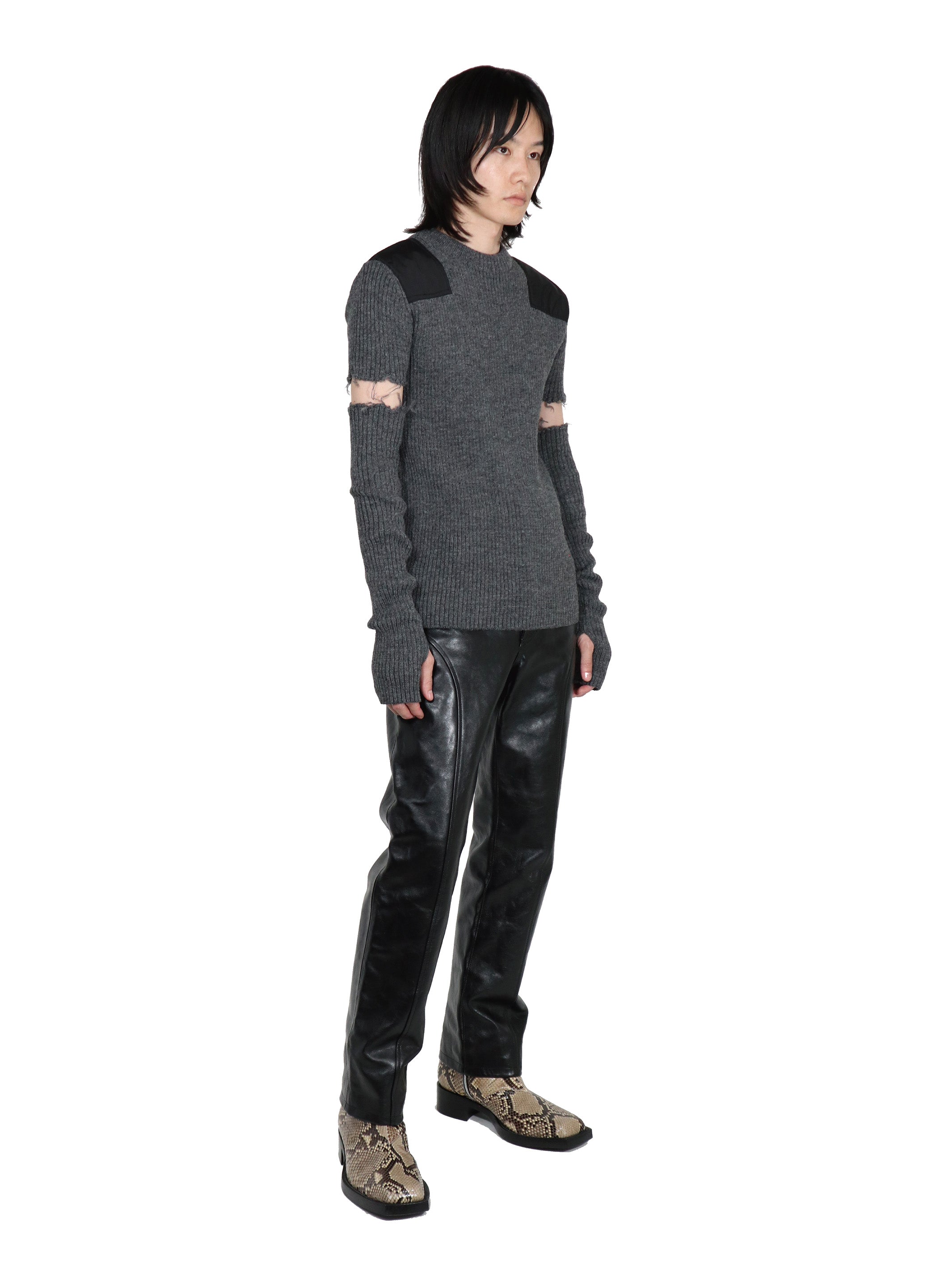 LEATHER SWITCHED PANTS