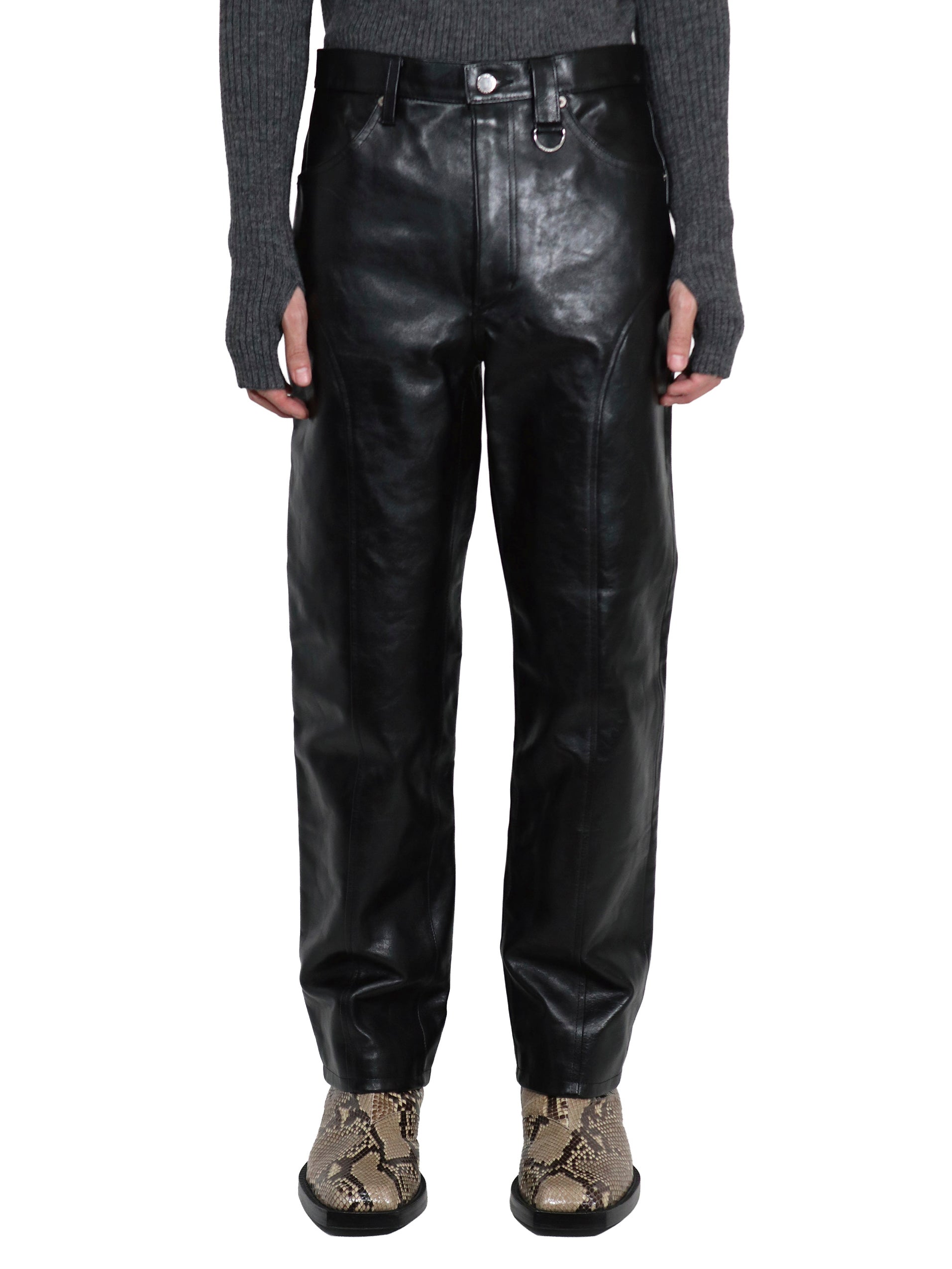 LEATHER SWITCHED PANTS