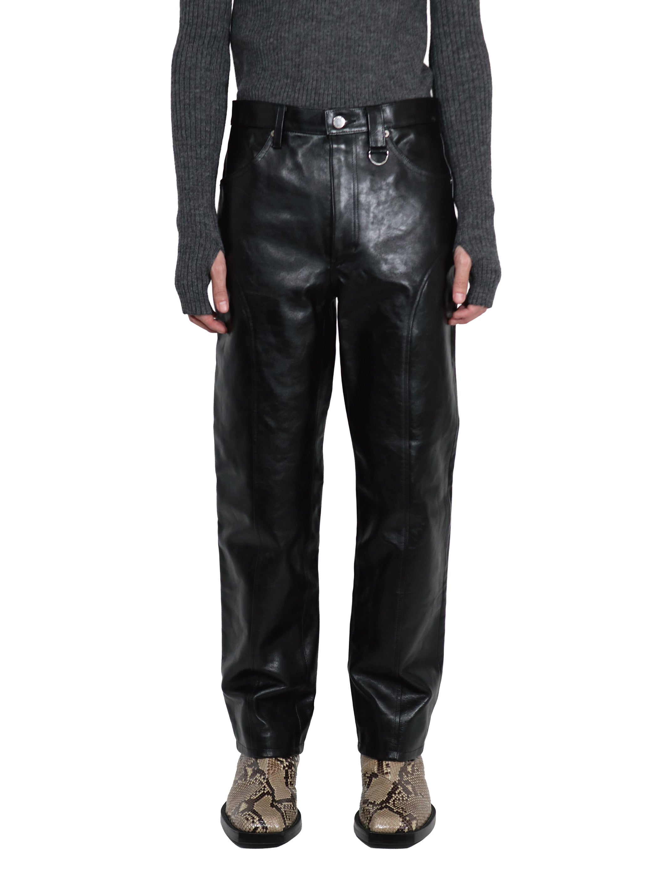 LEATHER SWITCHED PANTS