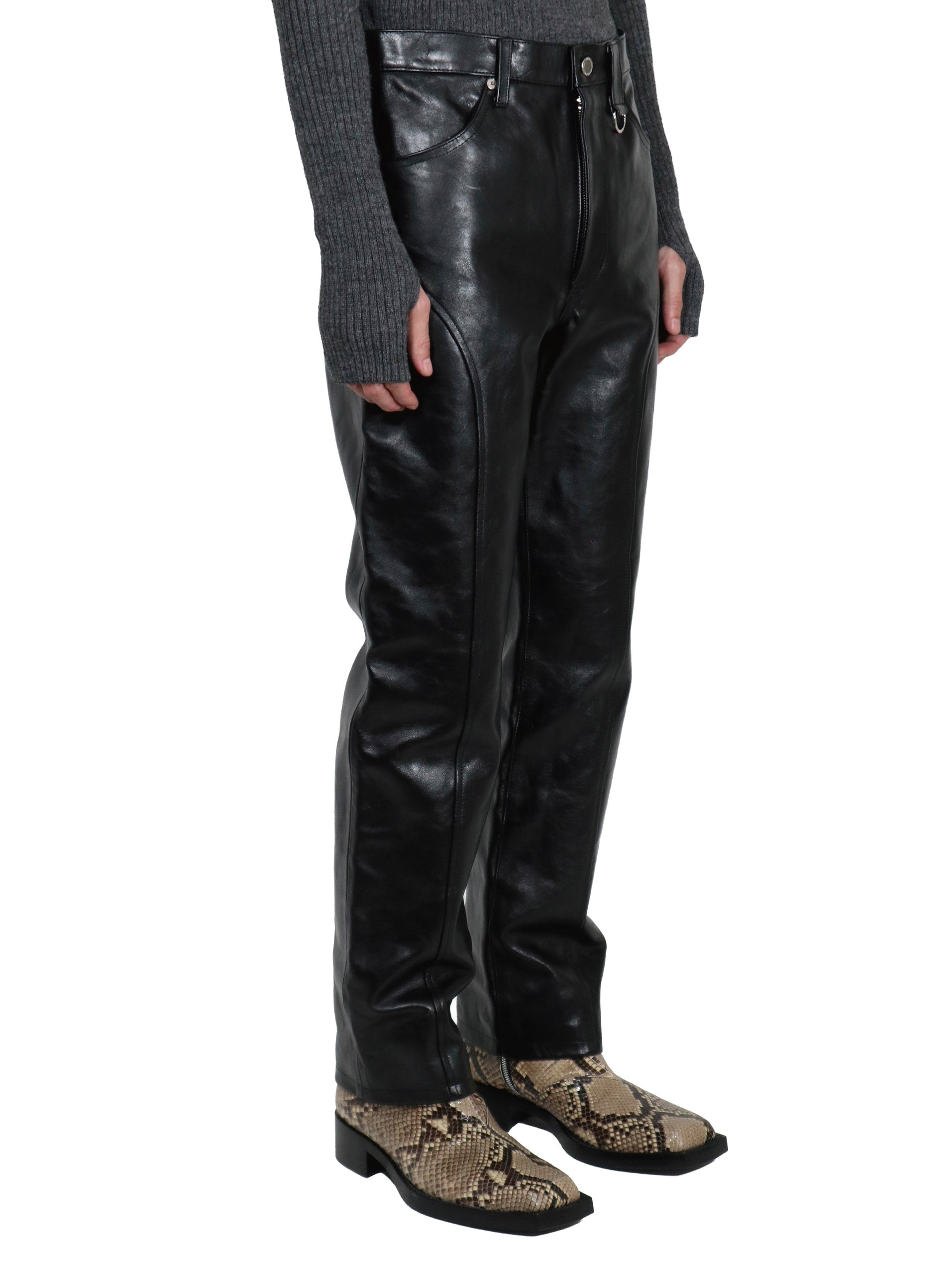 LEATHER SWITCHED PANTS