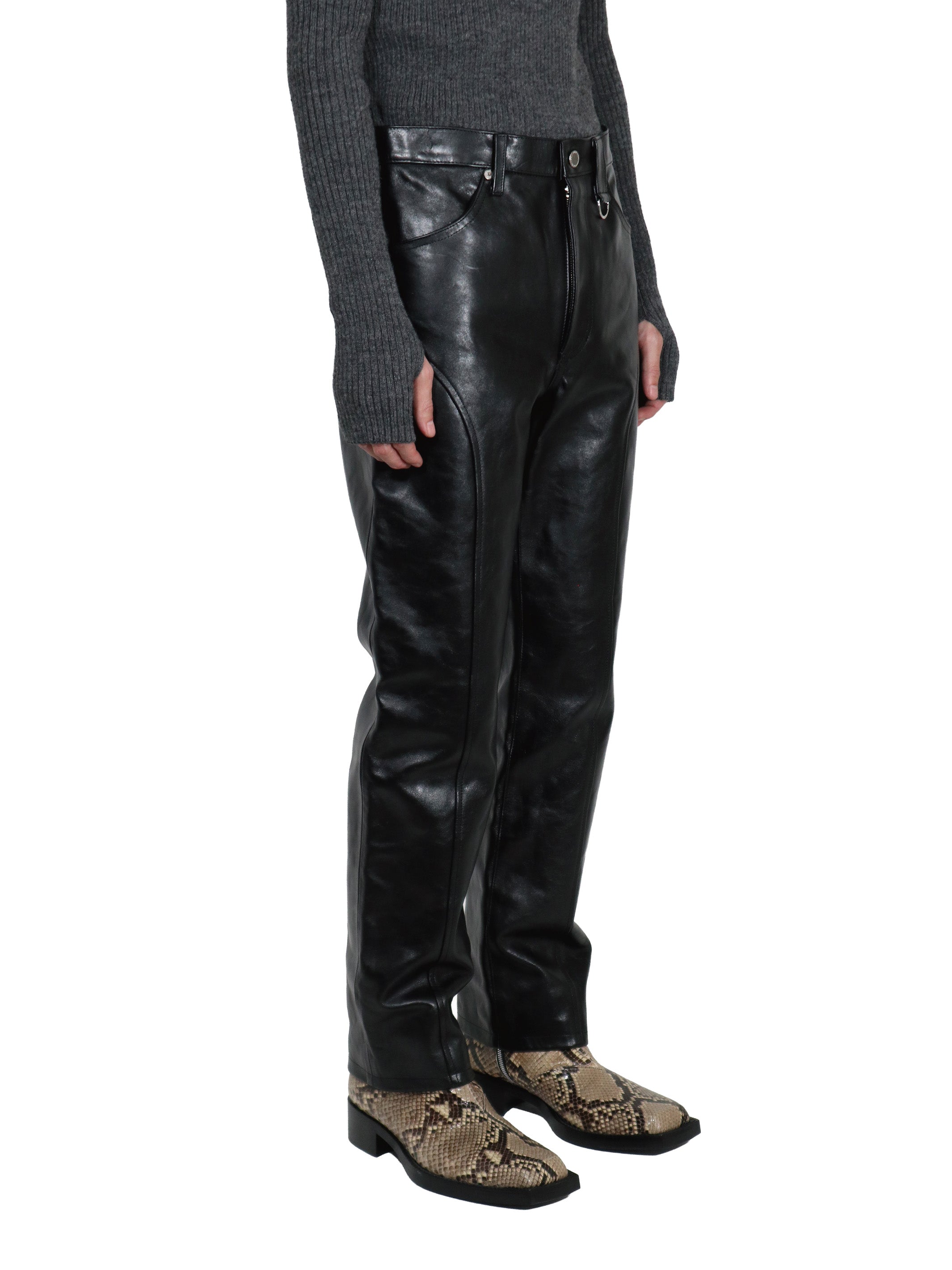 LEATHER SWITCHED PANTS