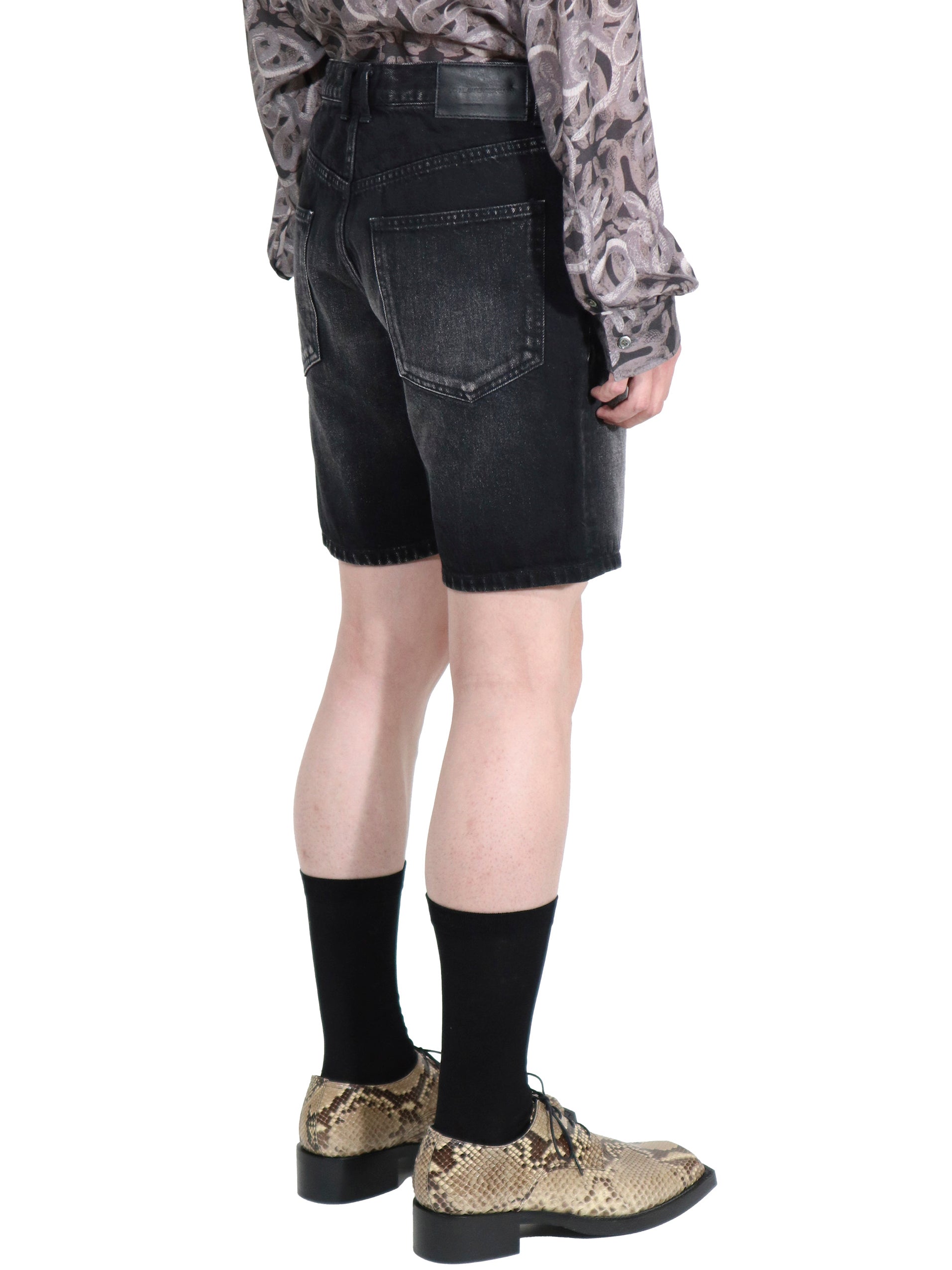 Washed denim shorts
