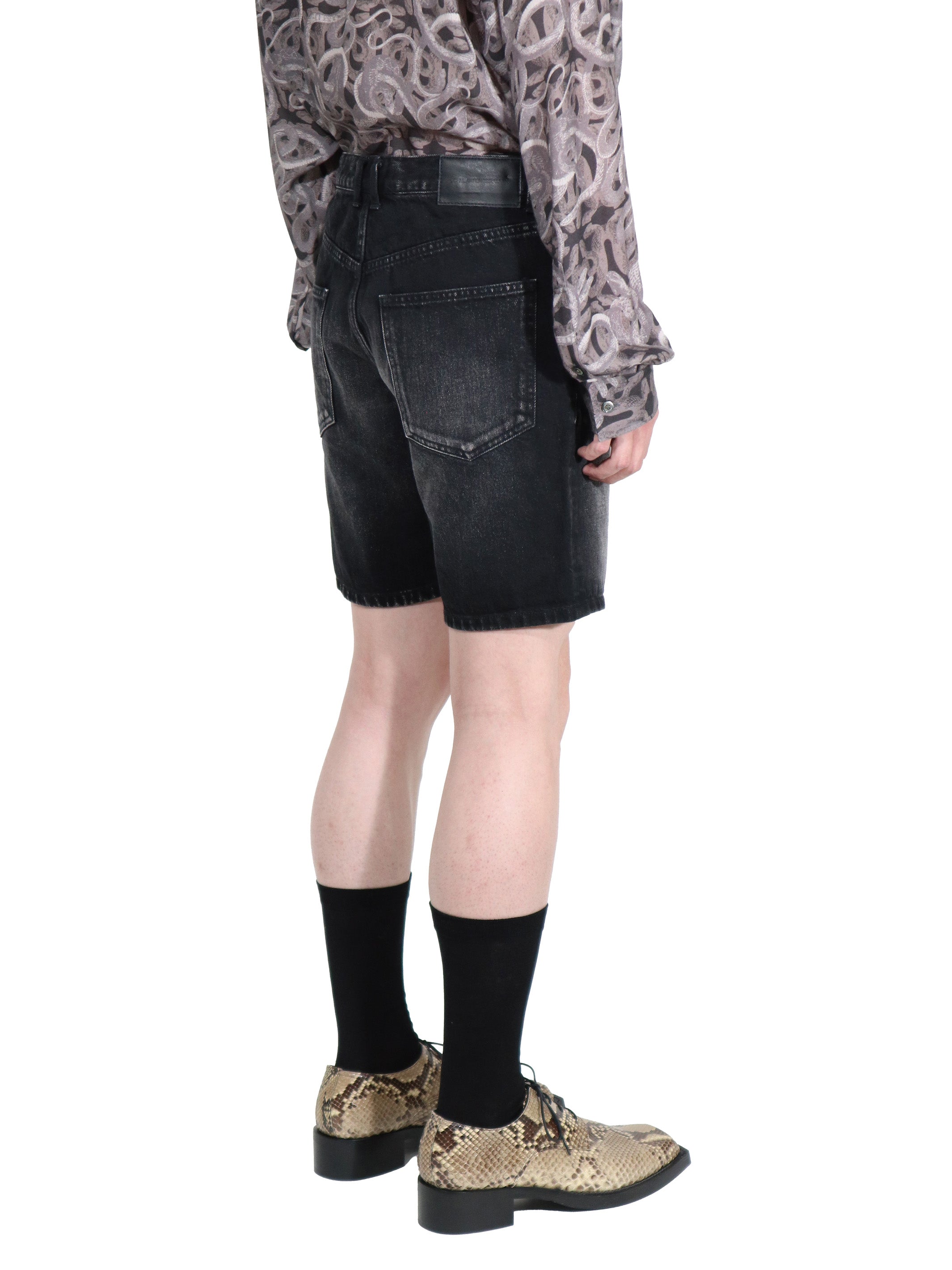 Washed denim shorts