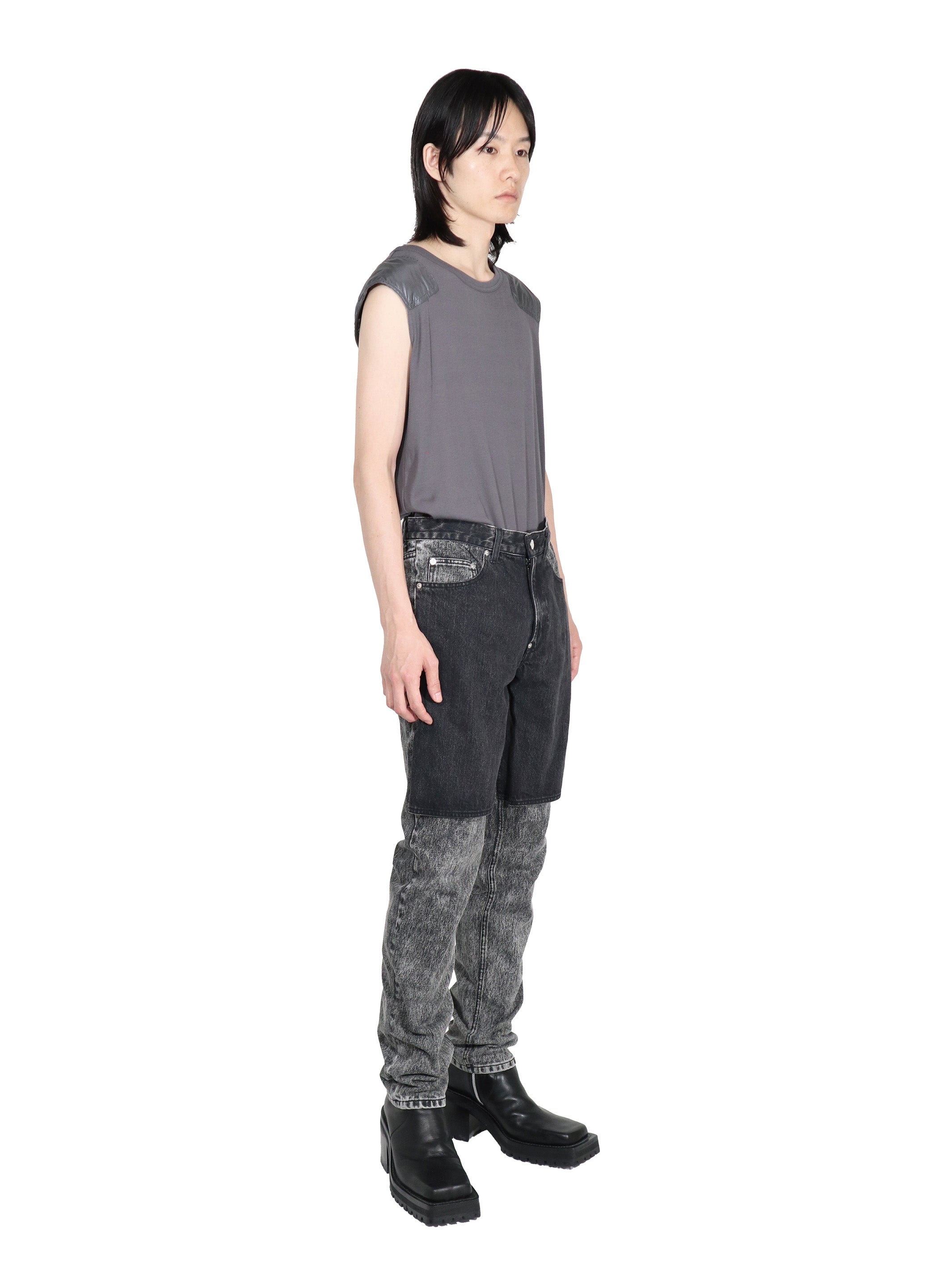 Bleached bi-color pants | Black