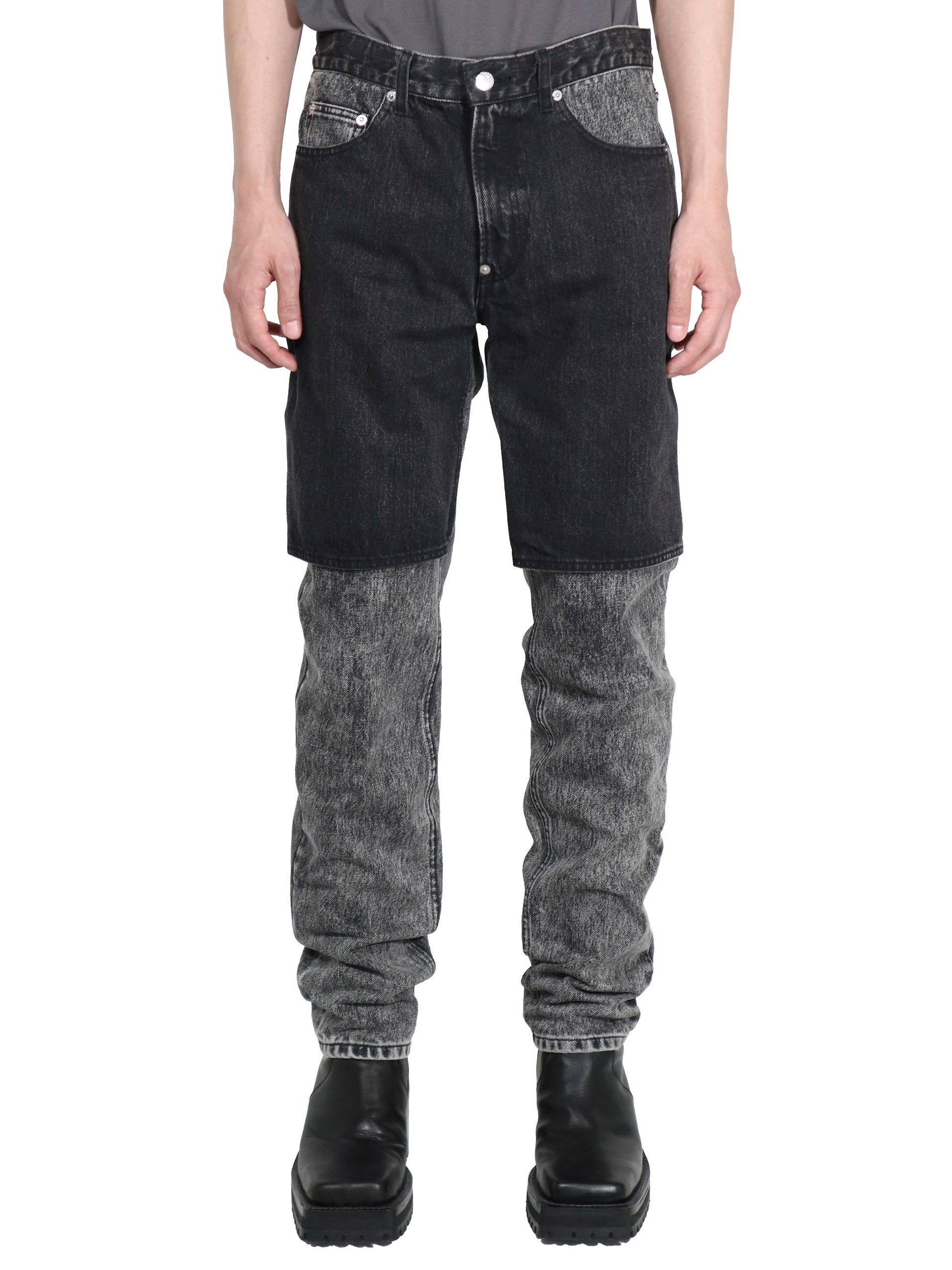 Bleached bi-color pants | Black