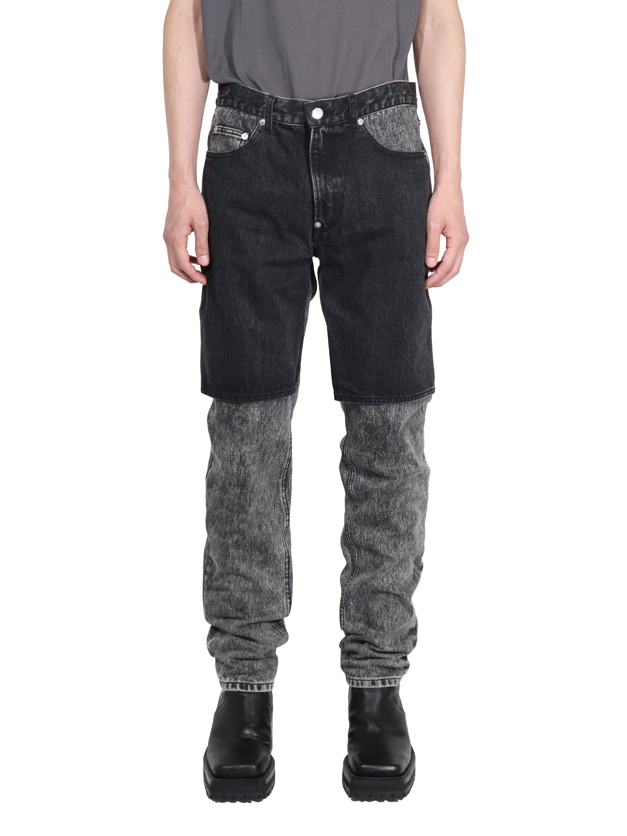 Bleached bi-color pants | Black