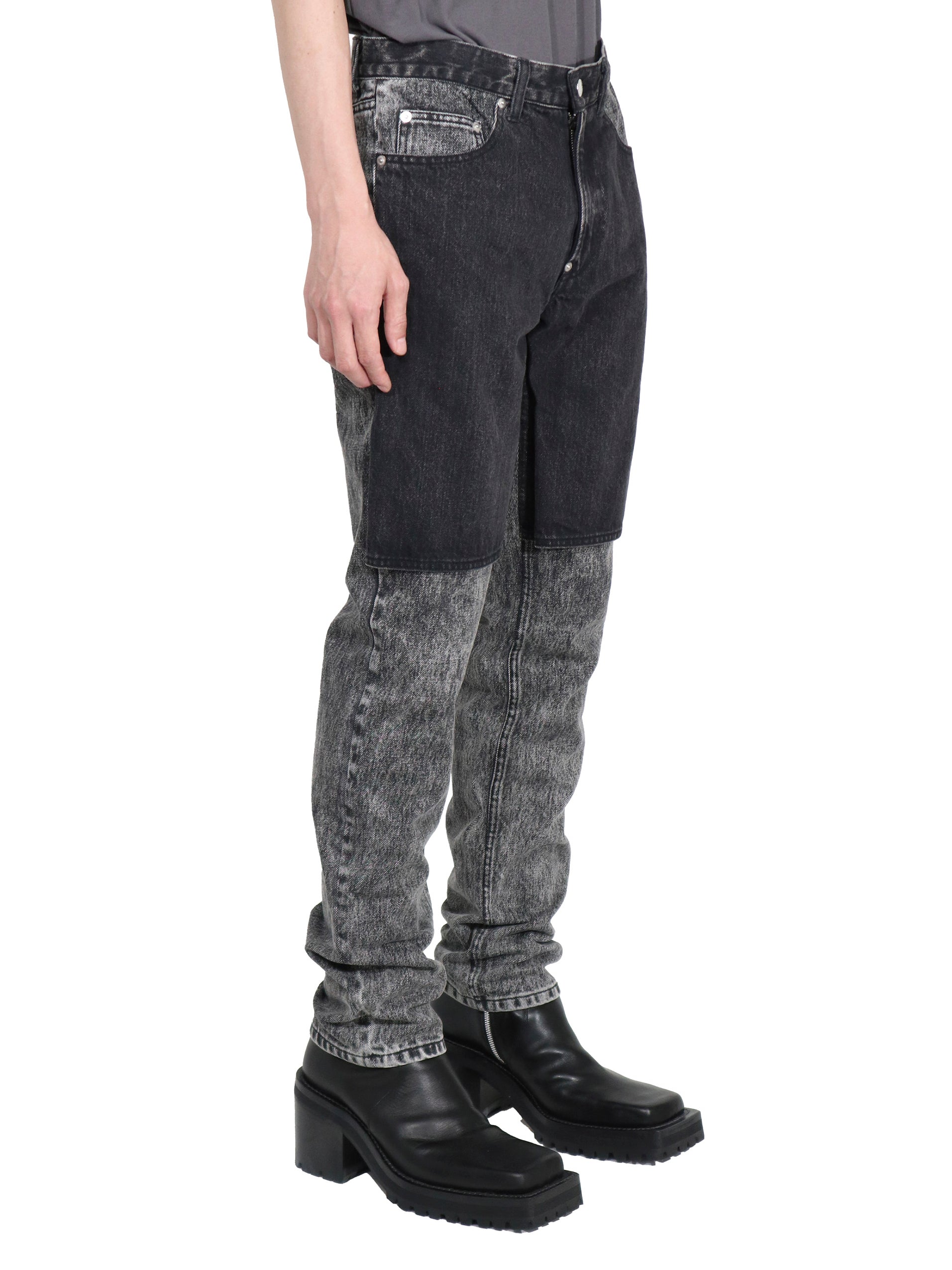 Bleached bi-color pants | Black