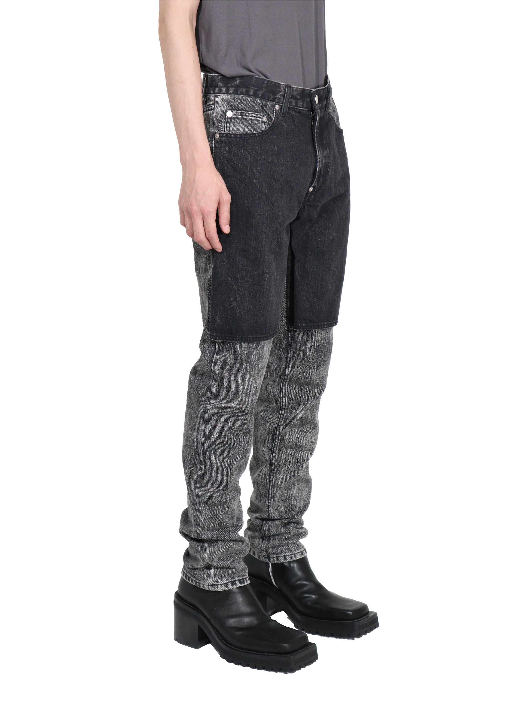 Bleached bi-color pants | Black