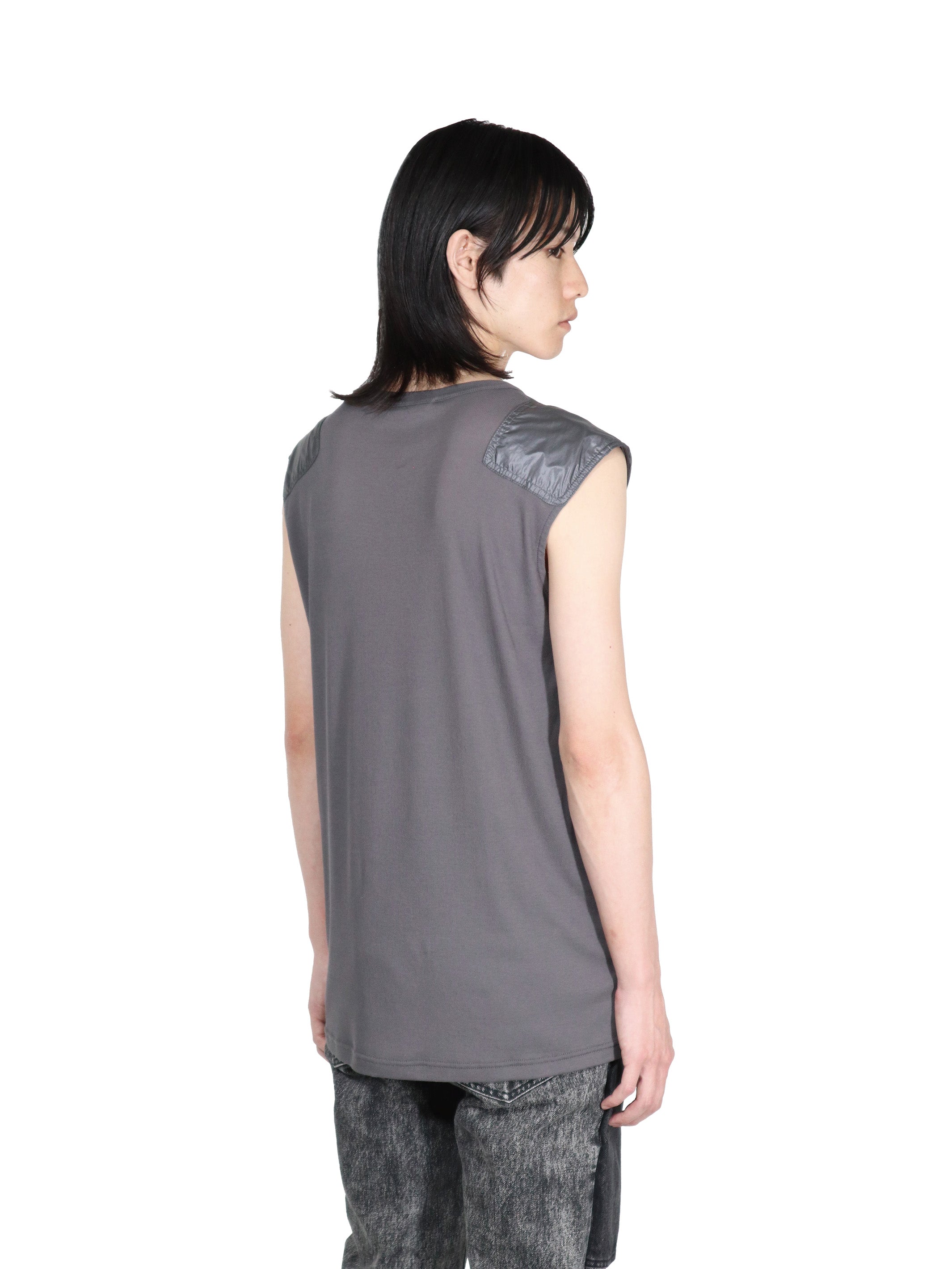 Rib shoulder patch sleeveless top