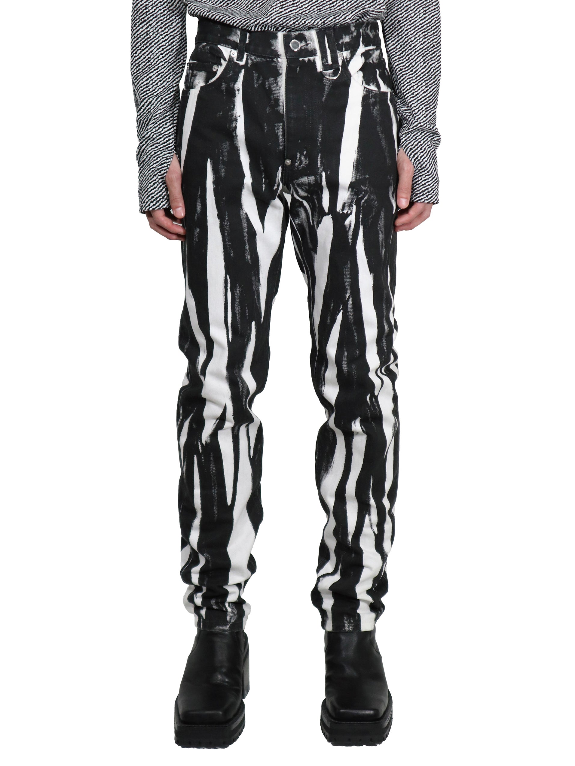 Wrinkle print denim pants
