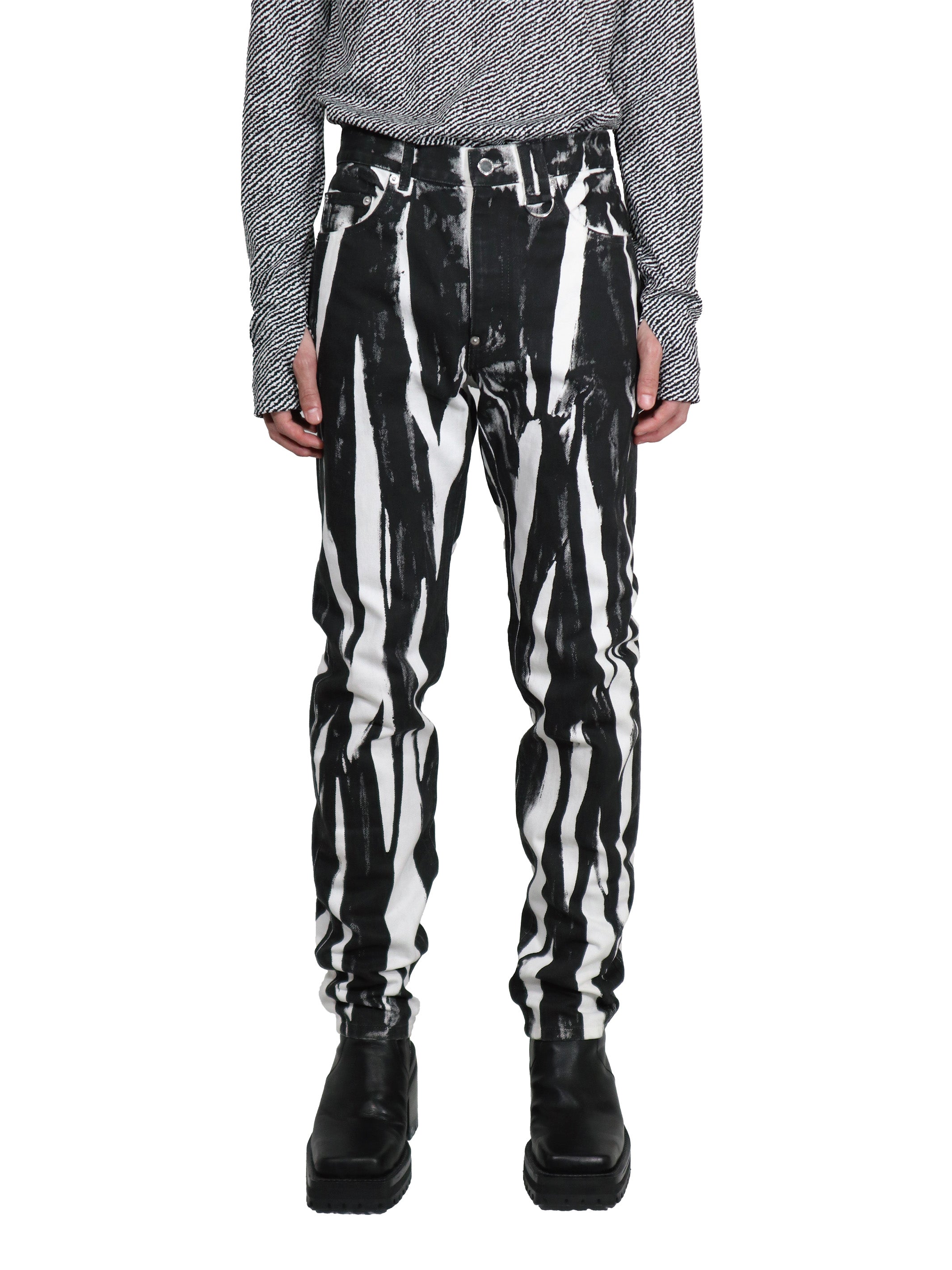 Wrinkle print denim pants