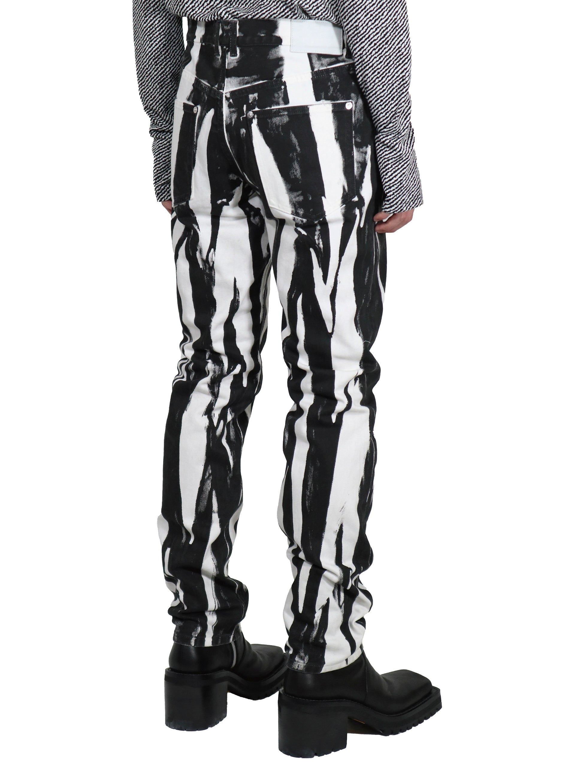 Wrinkle print denim pants