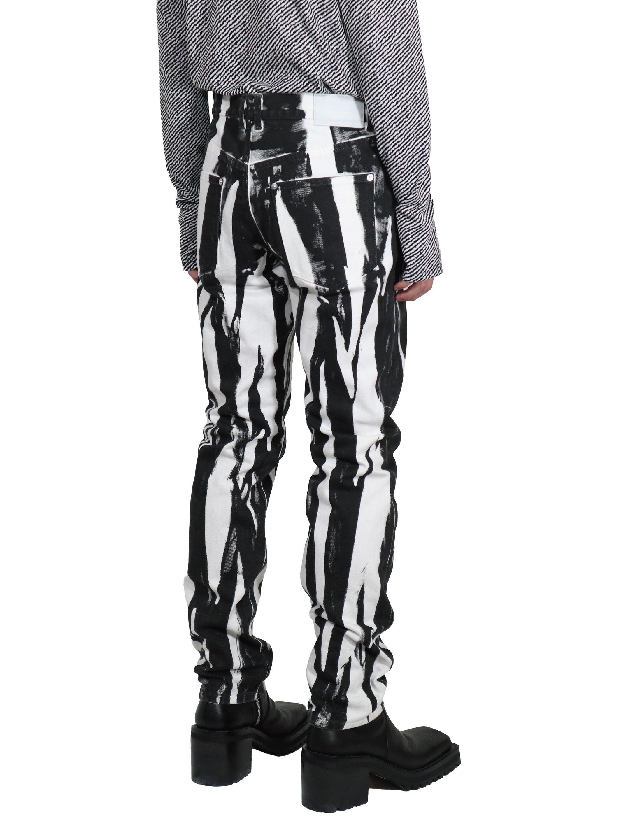 Wrinkle print denim pants