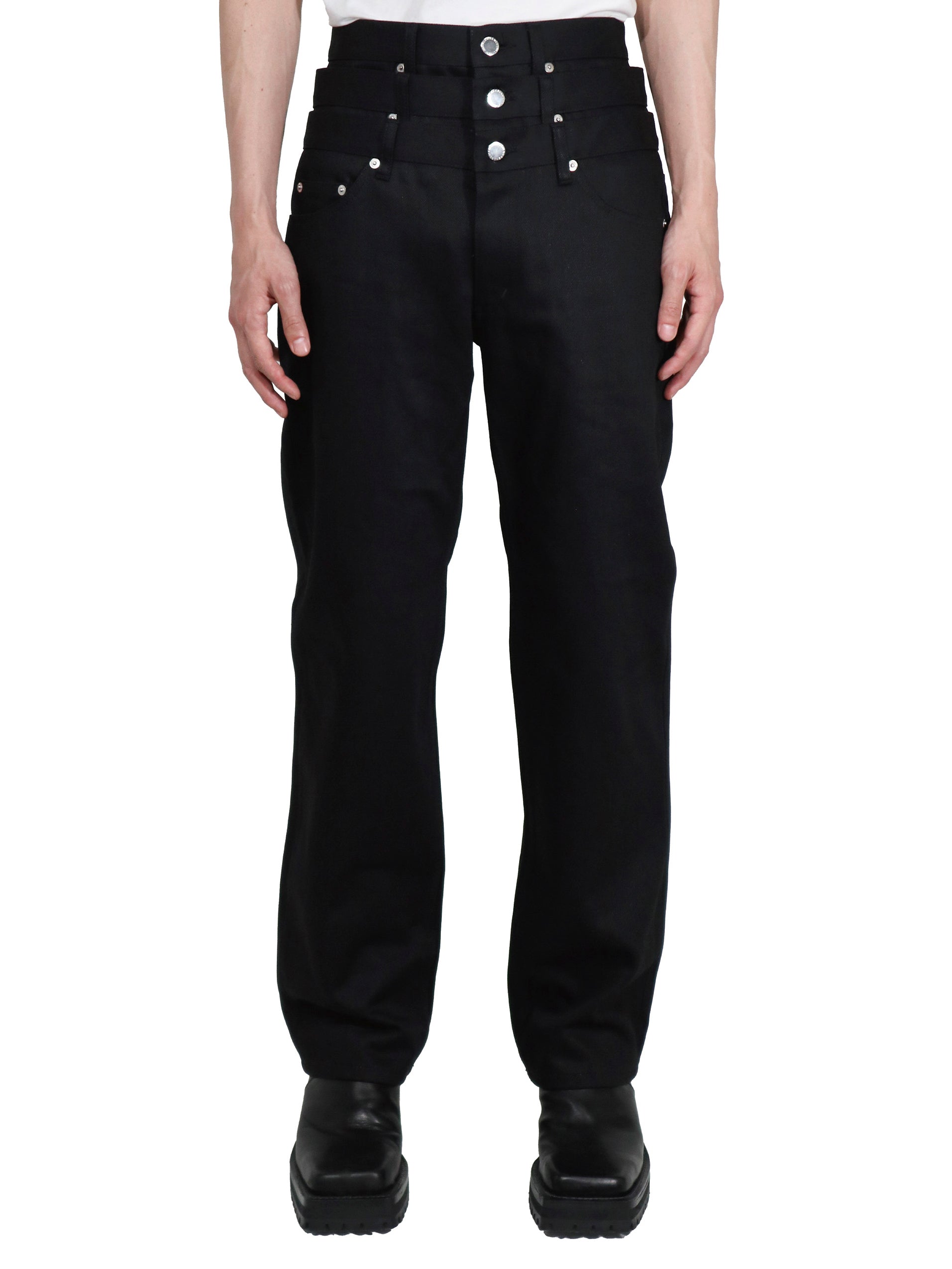 RIGID DENIM TRIPLE STACKED PANTS