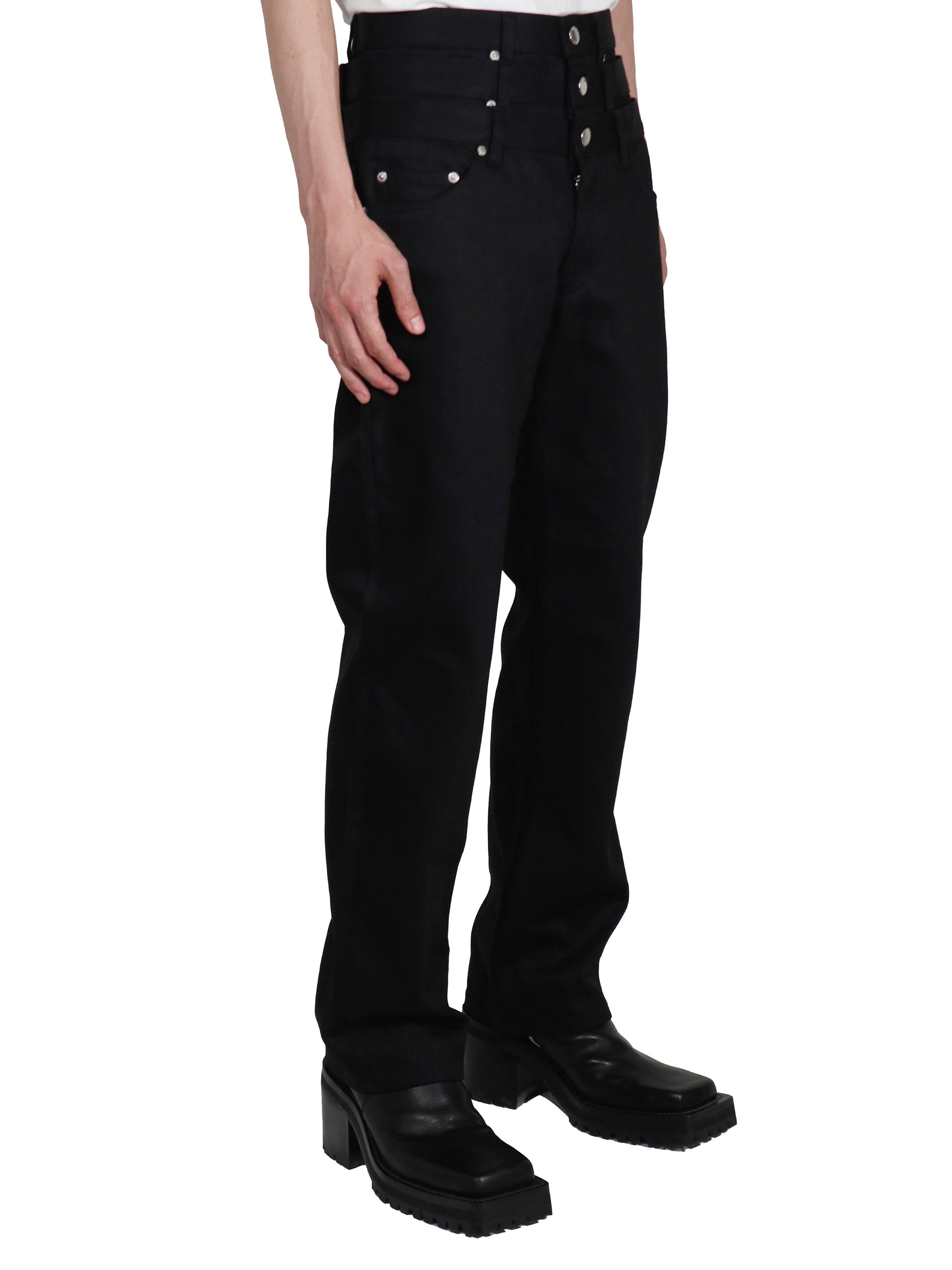 RIGID DENIM TRIPLE STACKED PANTS