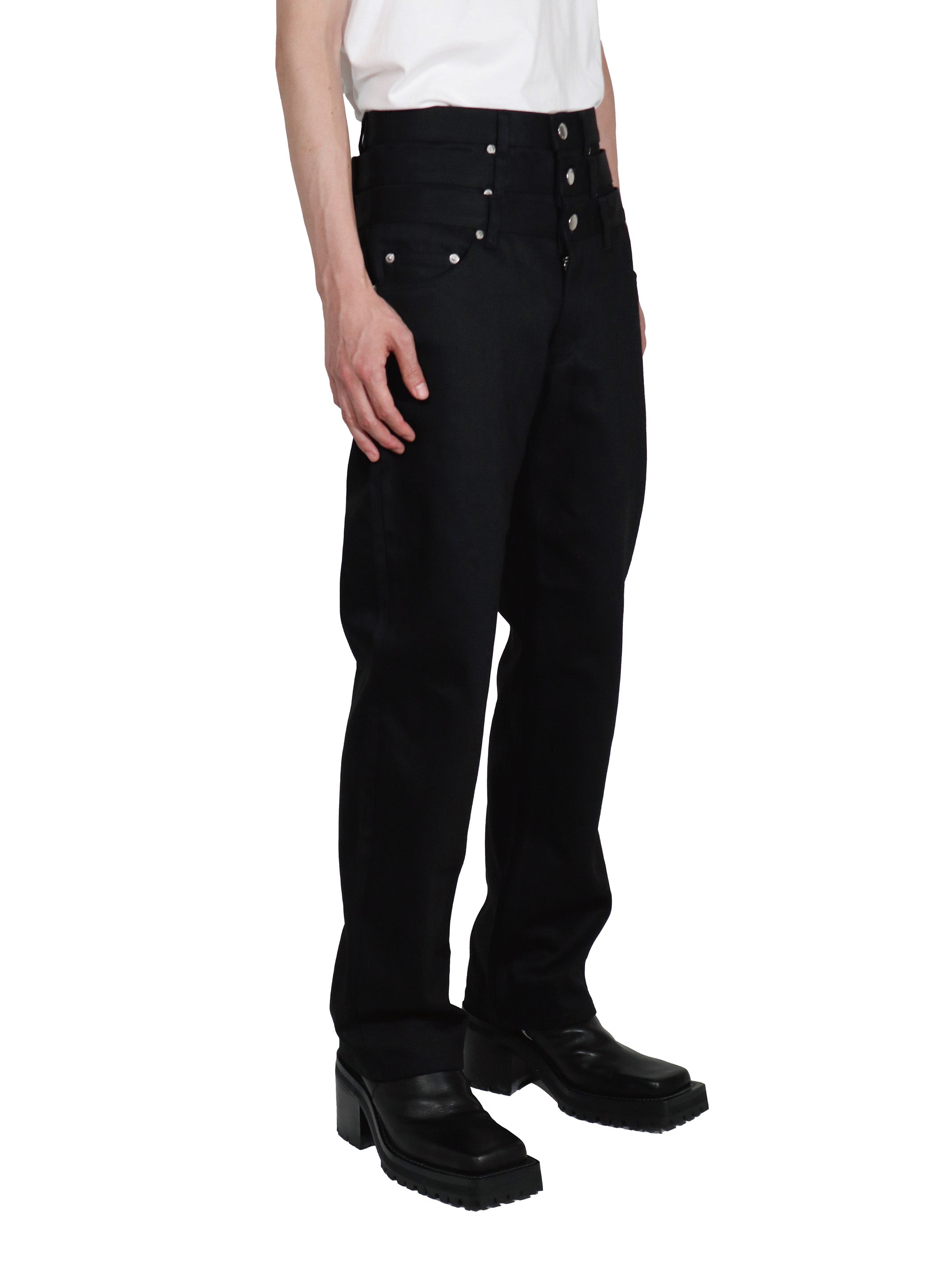 RIGID DENIM TRIPLE STACKED PANTS