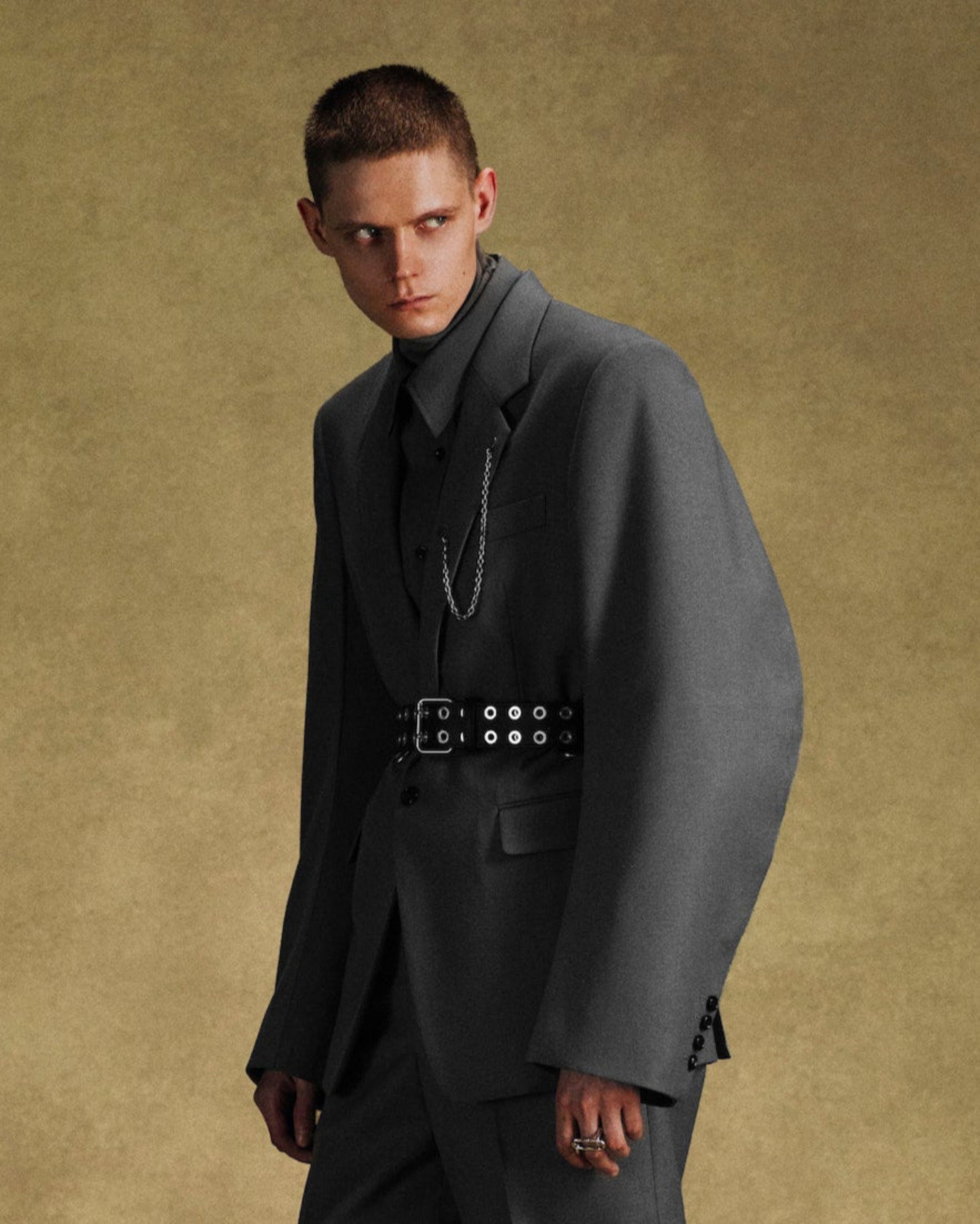 WOOL BARATHEA MASSIVE ROUNDED SLEEVE SINGLE BREASTED JACKET