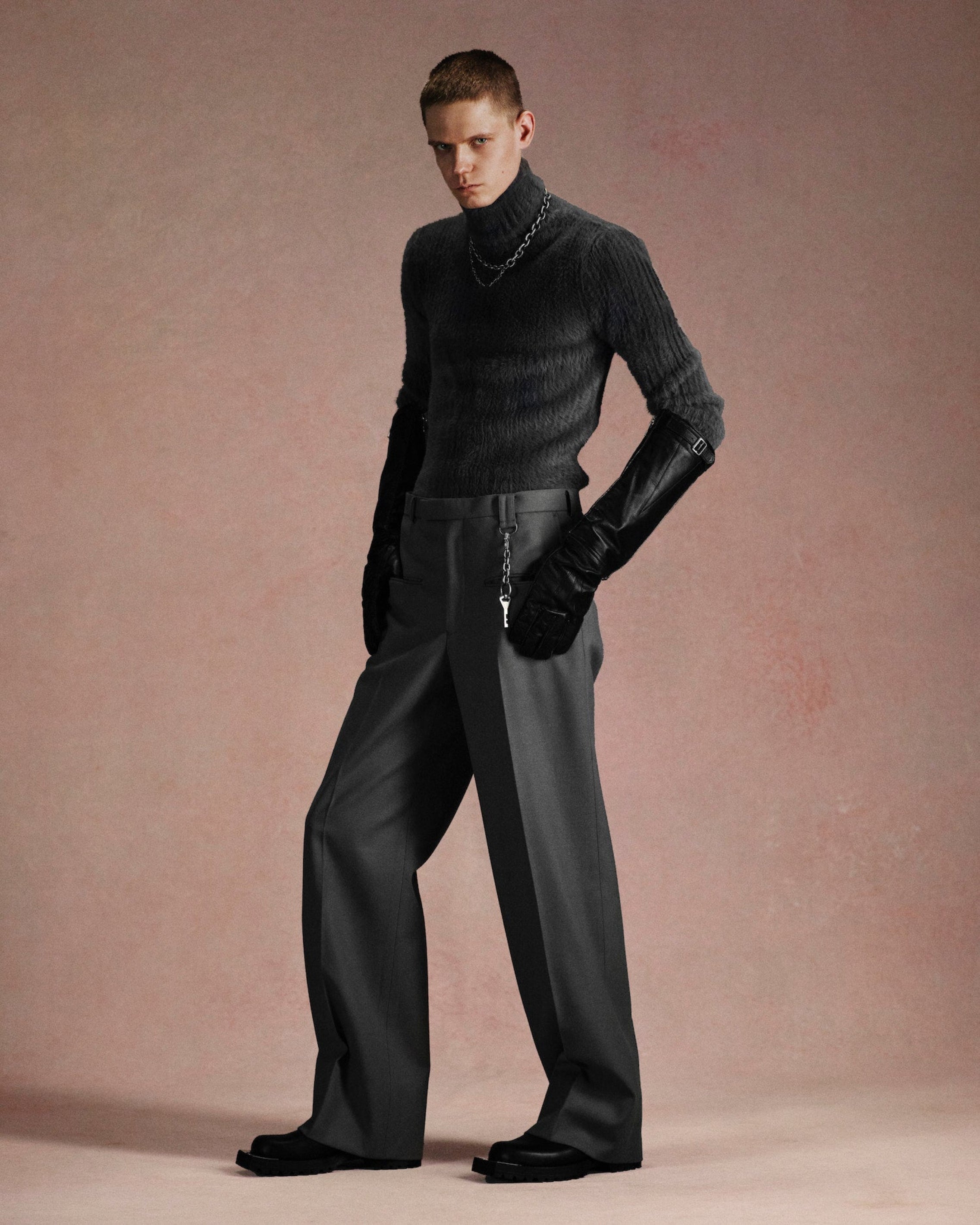 WOOL BARATHEA WIDE TROUSERS
