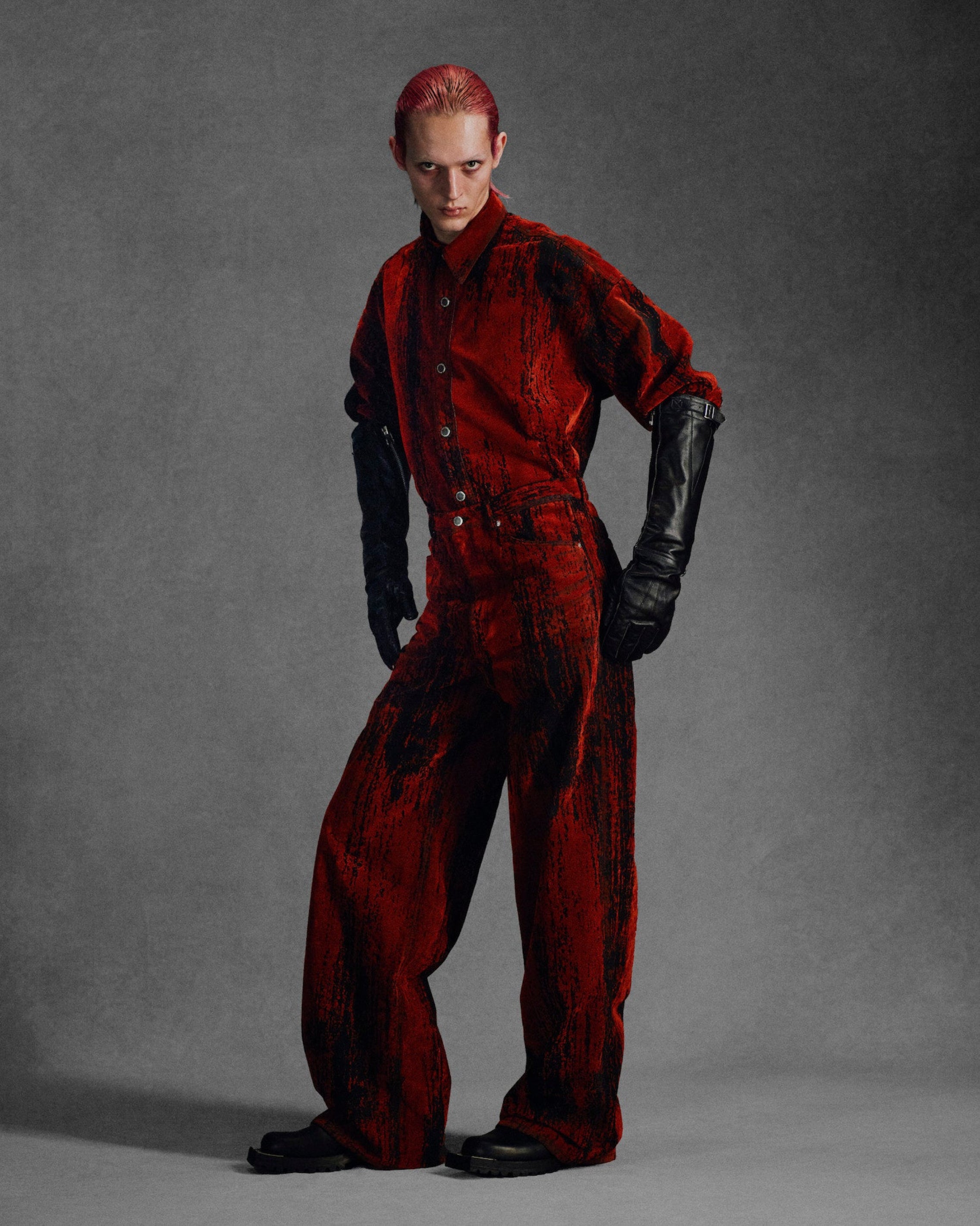 FLOCKED DENIM OVERSIZED SHIRT