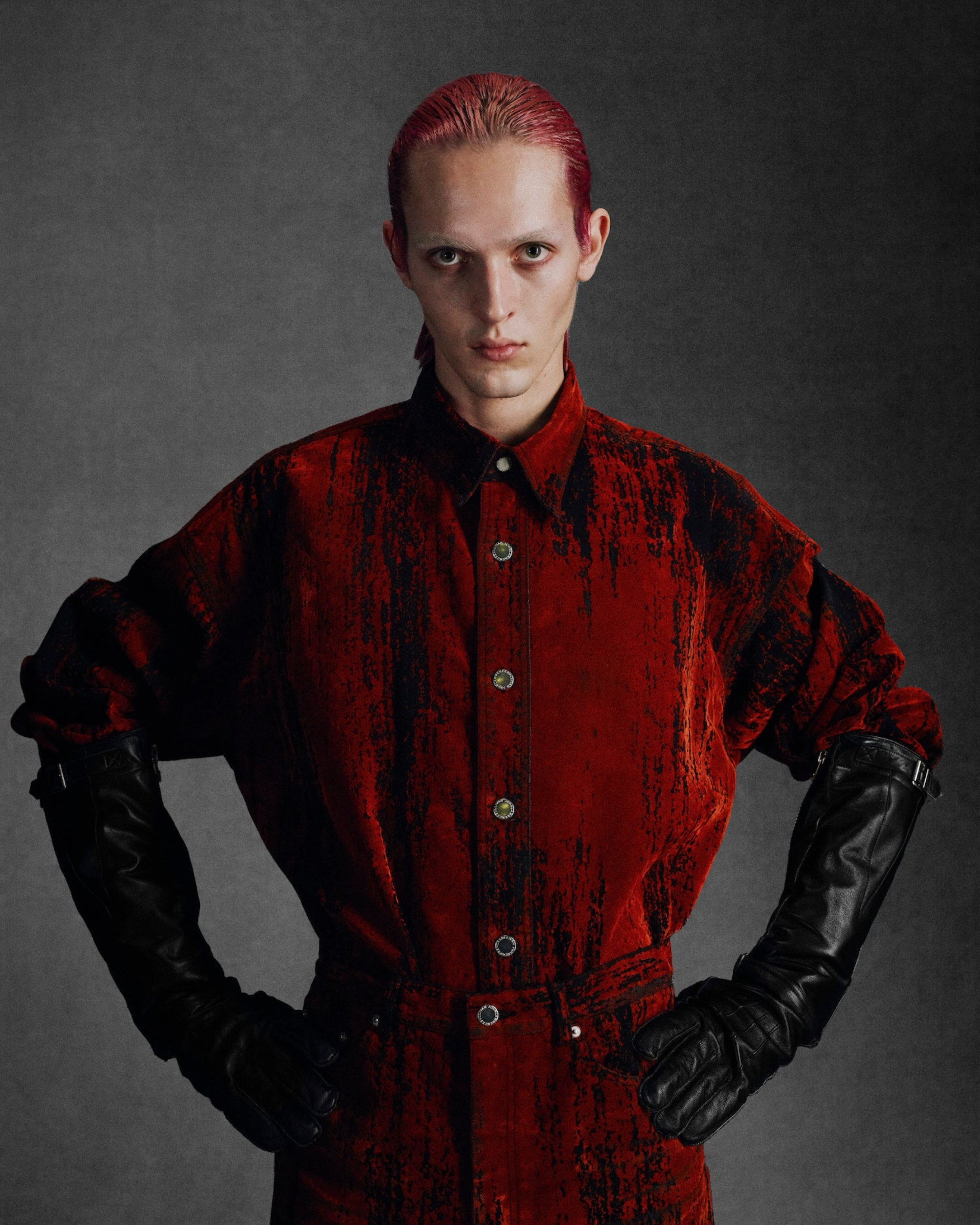 FLOCKED DENIM OVERSIZED SHIRT