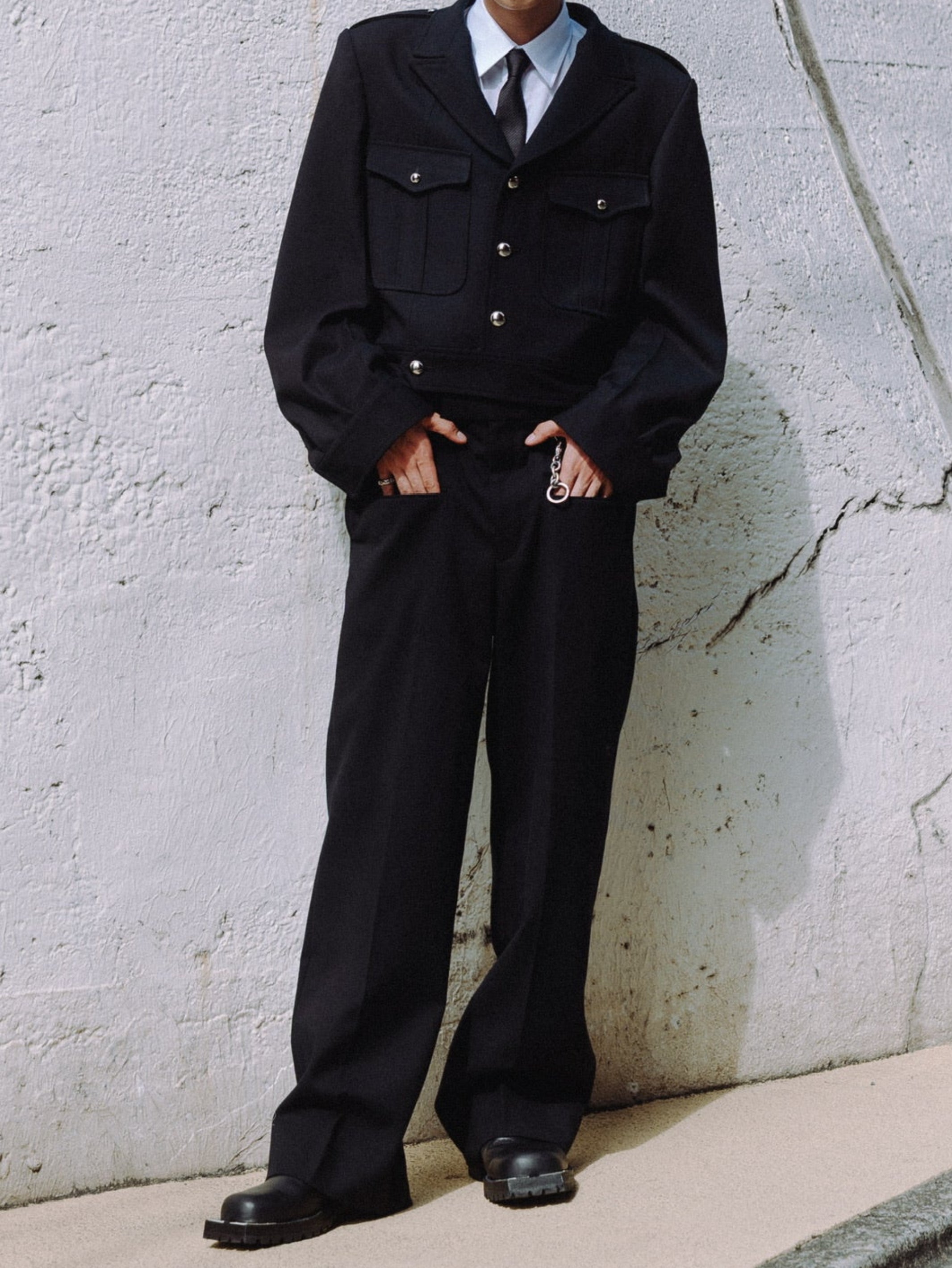 WOOL BARATHEA MASSIVE ROUNDED SLEEVE IKE JACKET