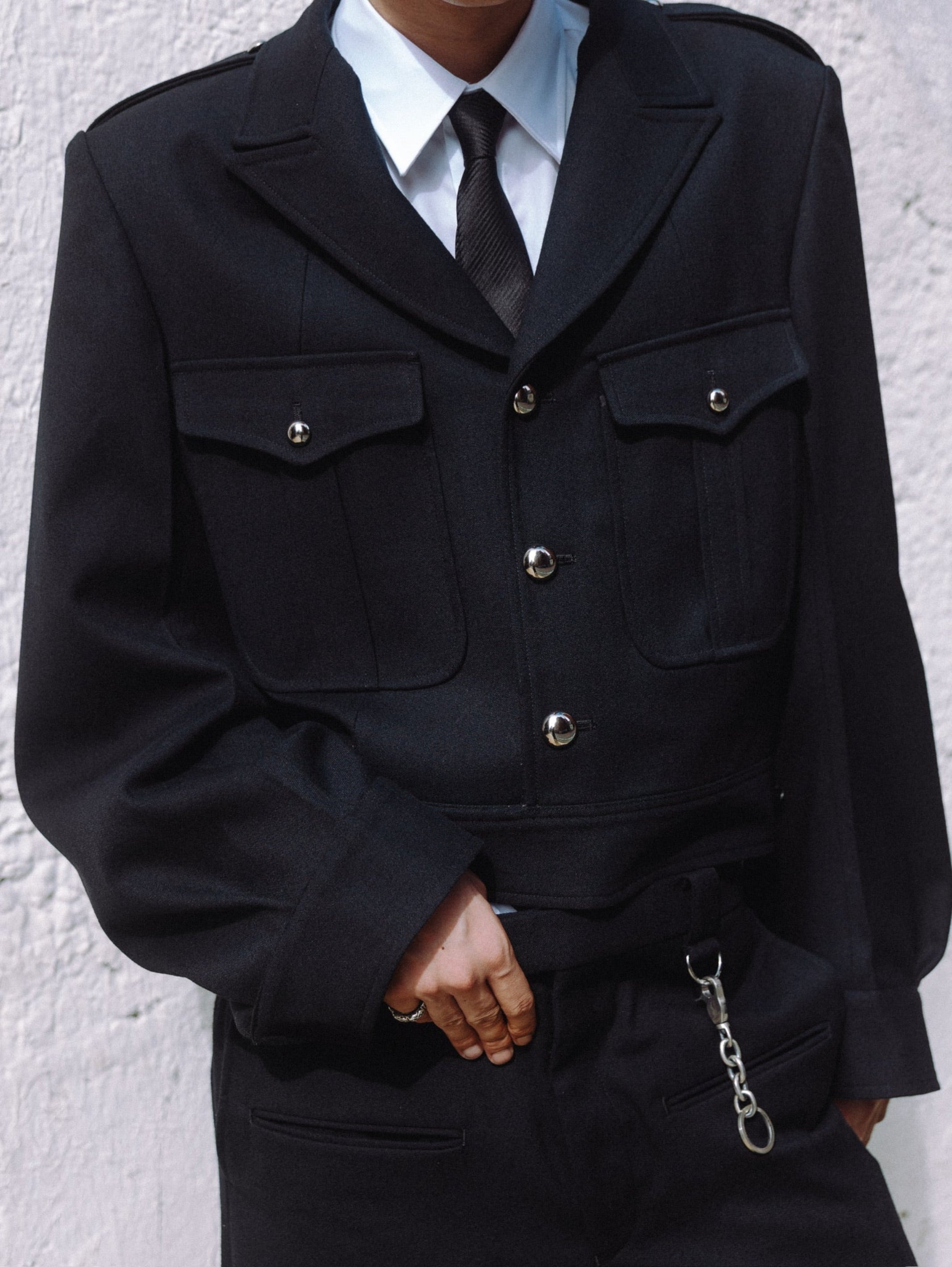 WOOL BARATHEA MASSIVE ROUNDED SLEEVE IKE JACKET