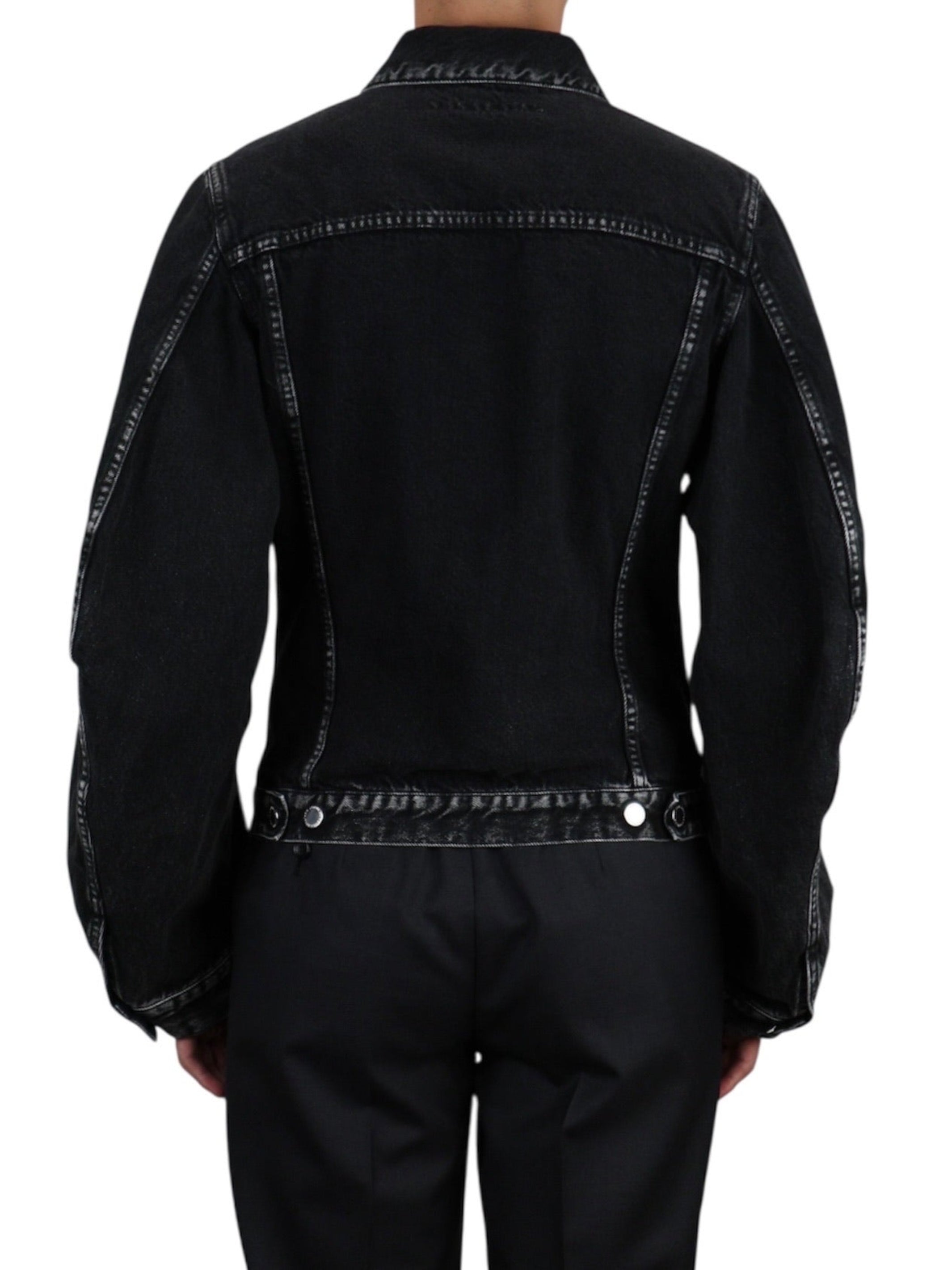 WASHED DENIM MASSIVE ROUNDED SLEEVE JACKET