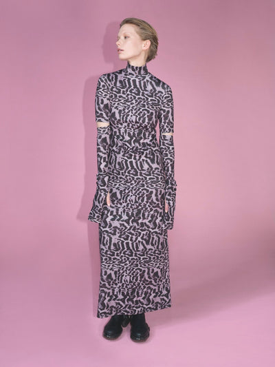 Leopard print cut-off dress
