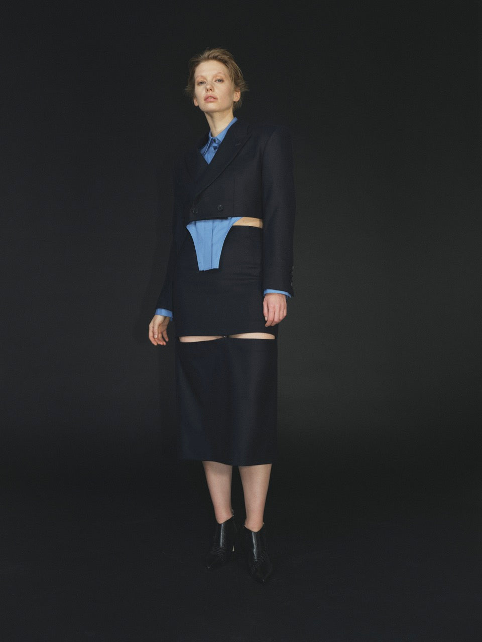 Wool FLANNEL CUT-OFF SKIRT