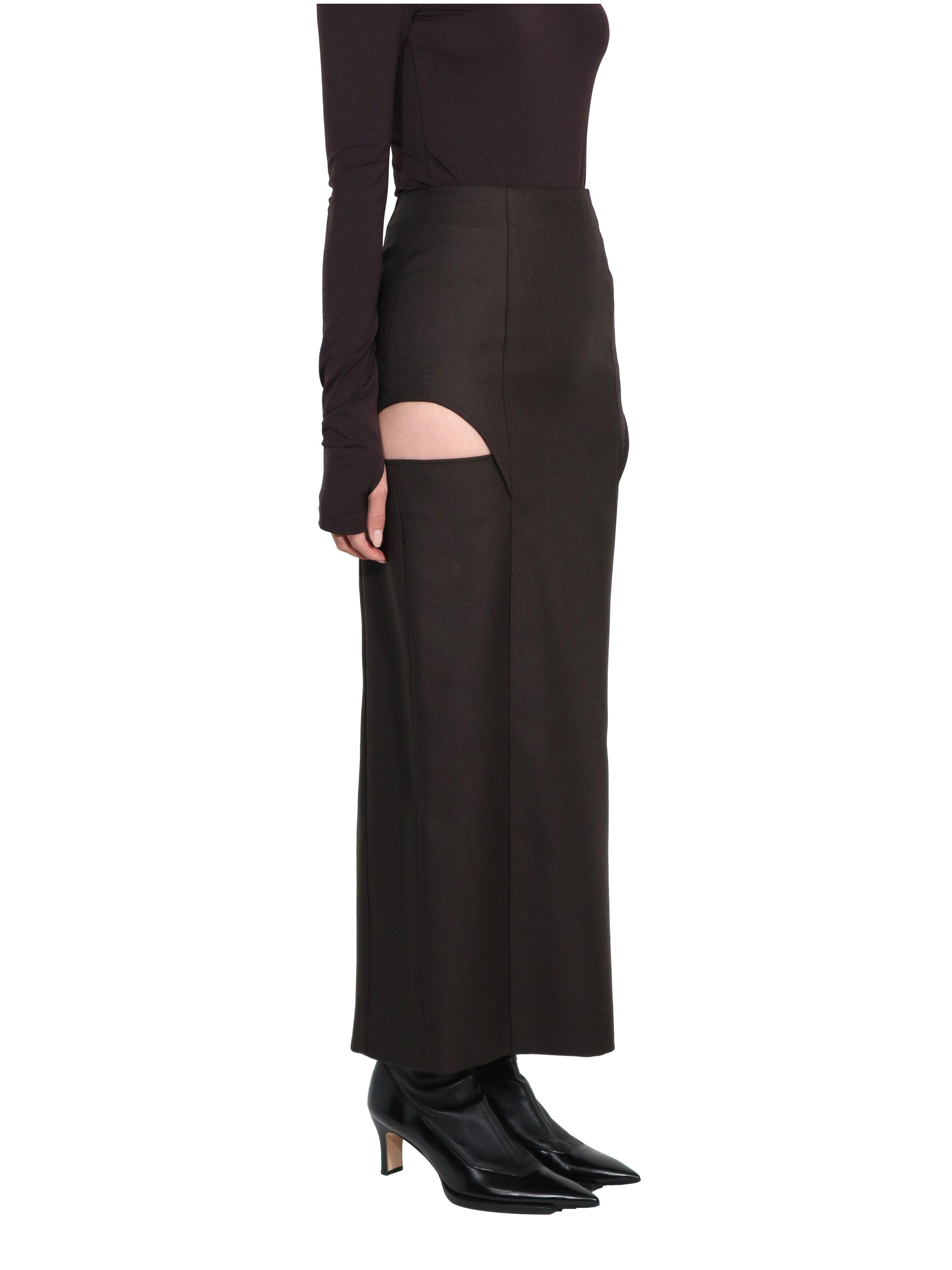 WOOL MOHAIR GABARDINE HOLLOWED OUT SKIRT