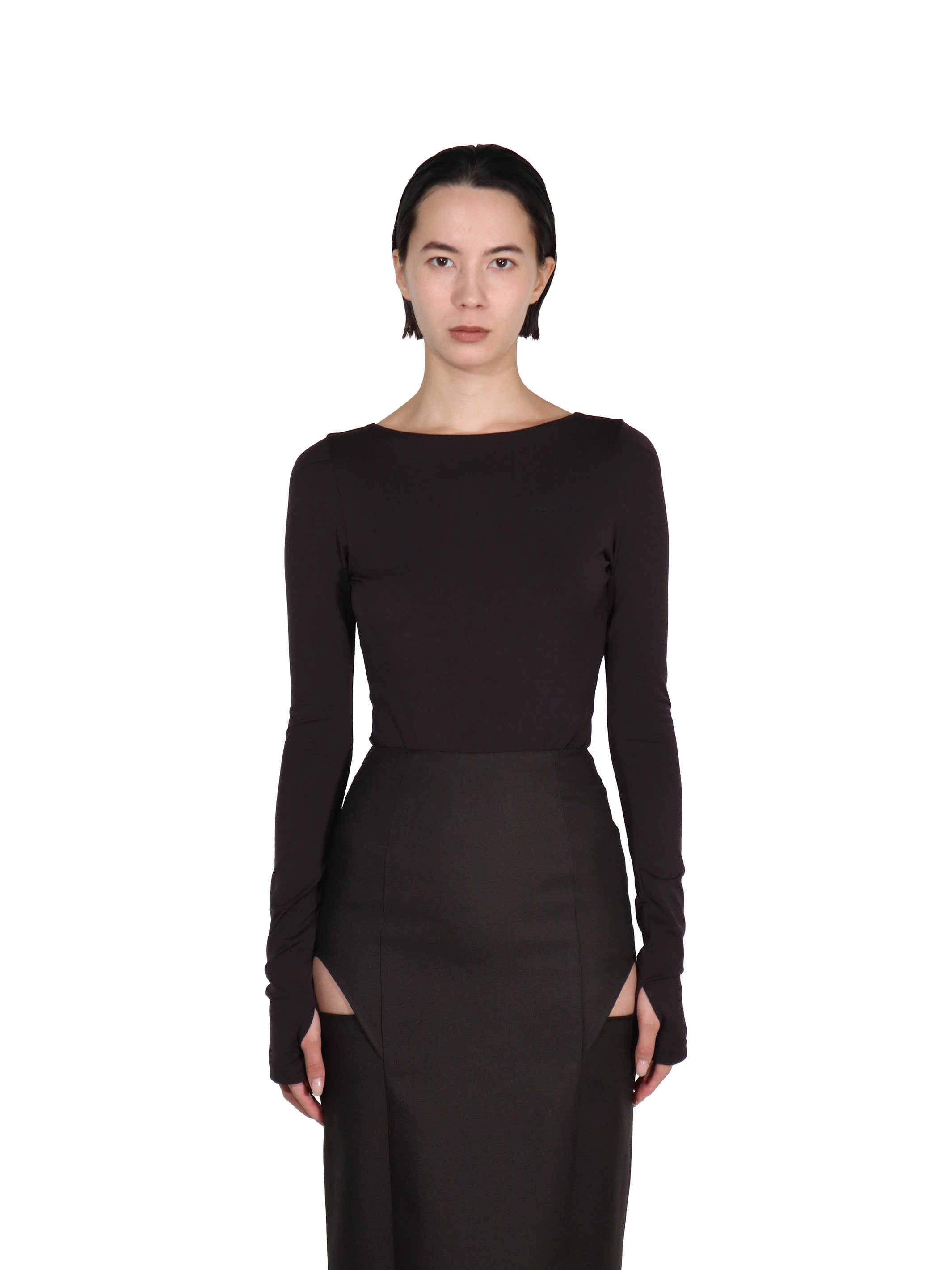 Wrinkled jersey bodysuit top
