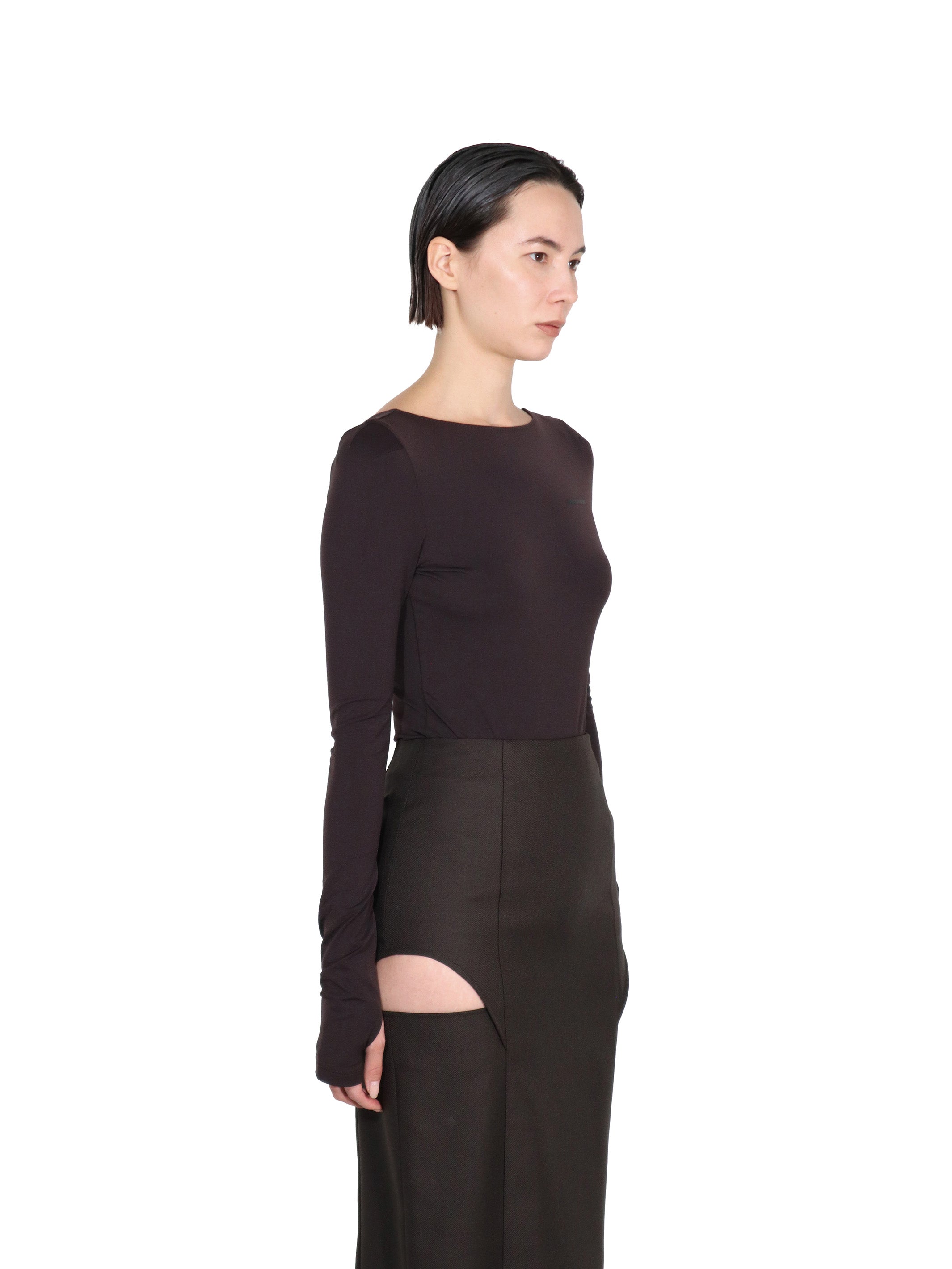 Wrinkled jersey bodysuit top