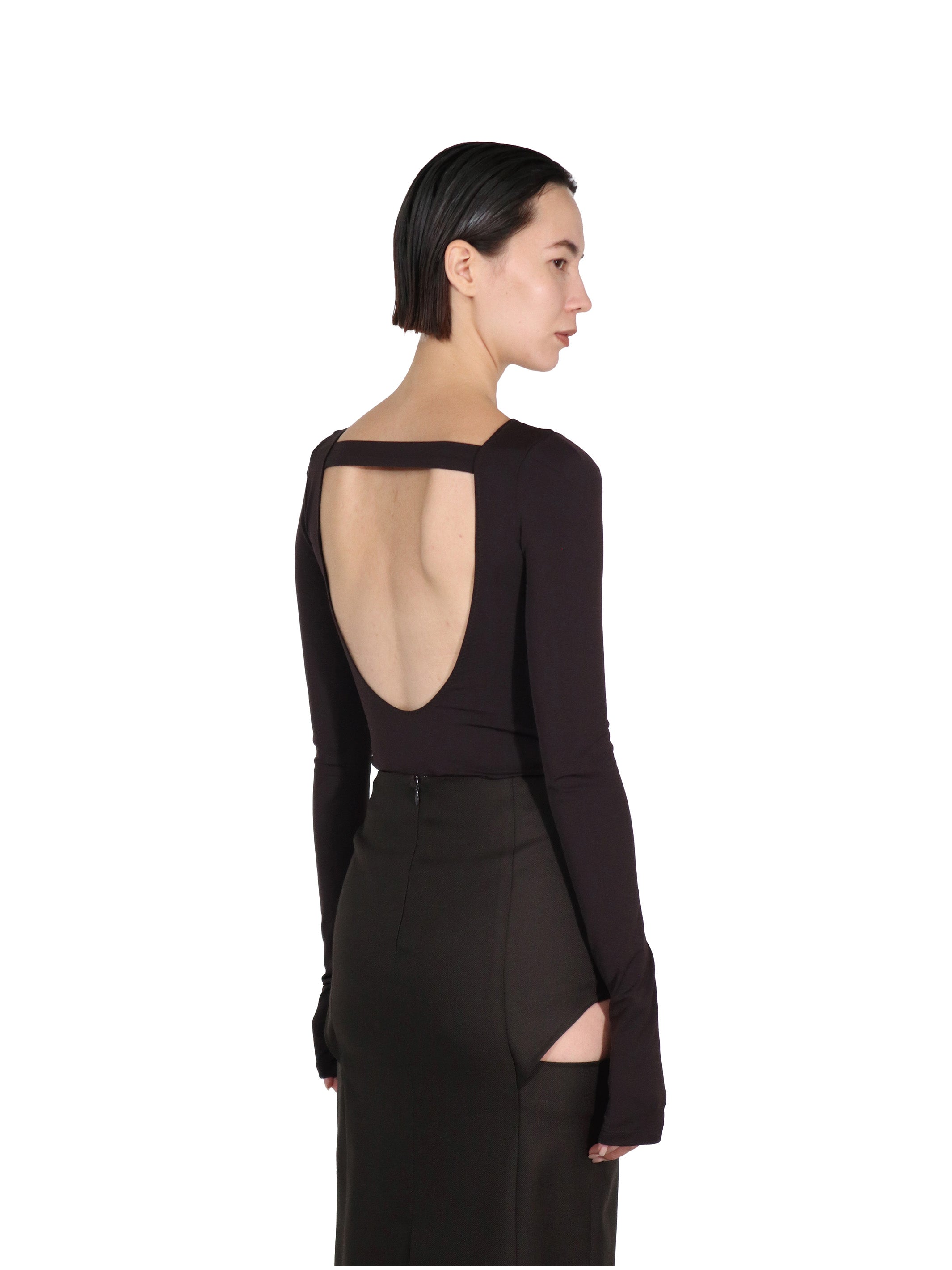 Wrinkled jersey bodysuit top