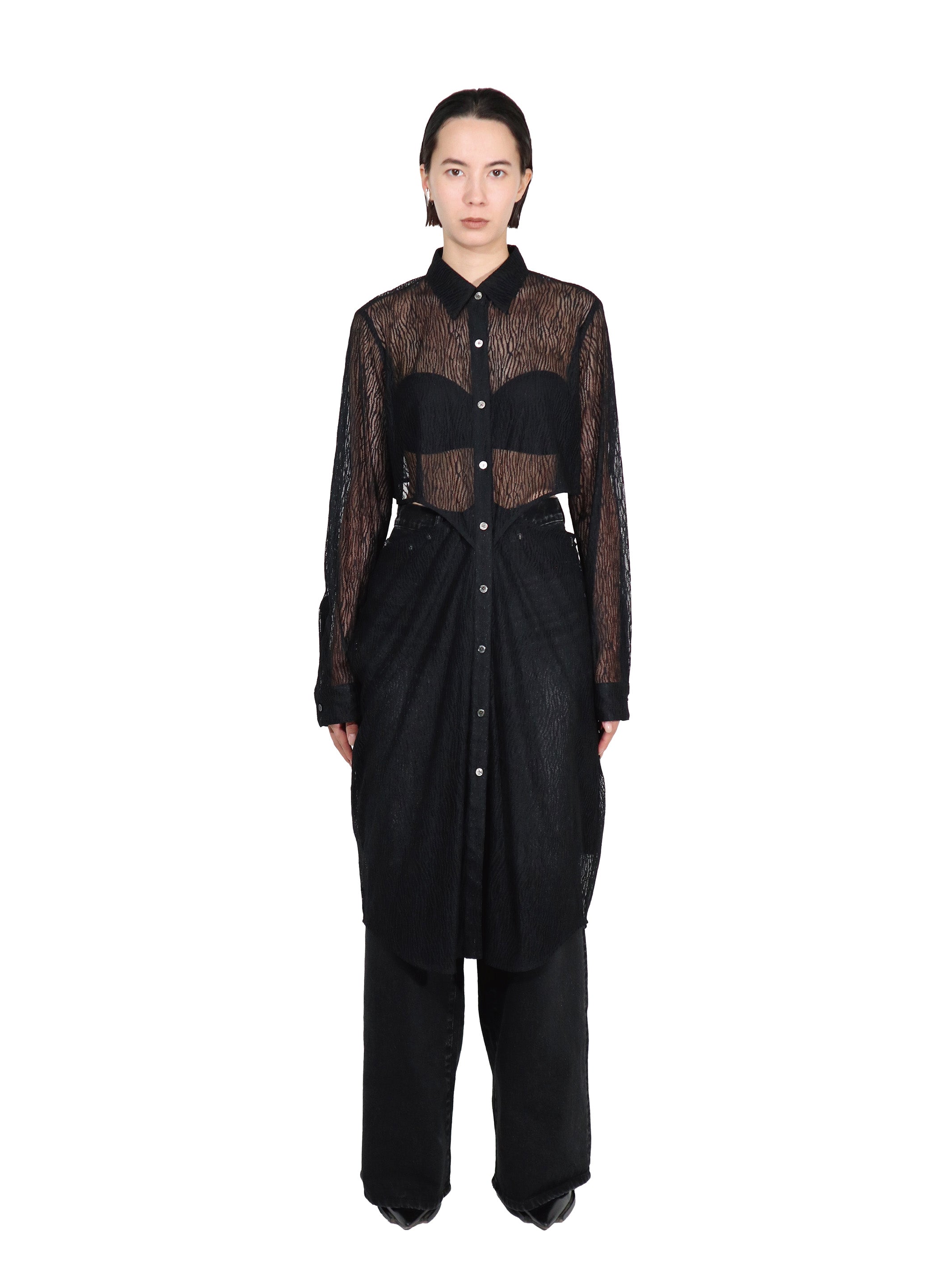 Lace shirt dress
