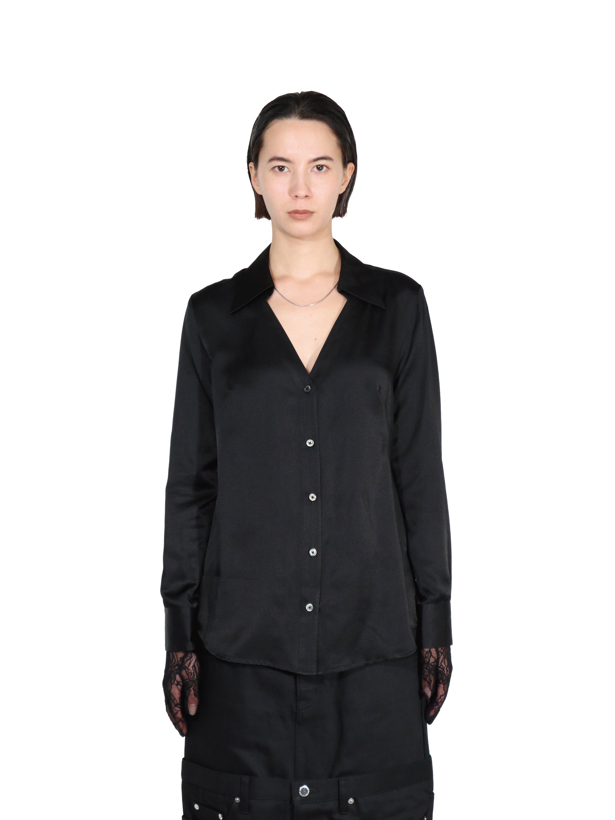 SATIN OPEN COLLAR SHIRT
