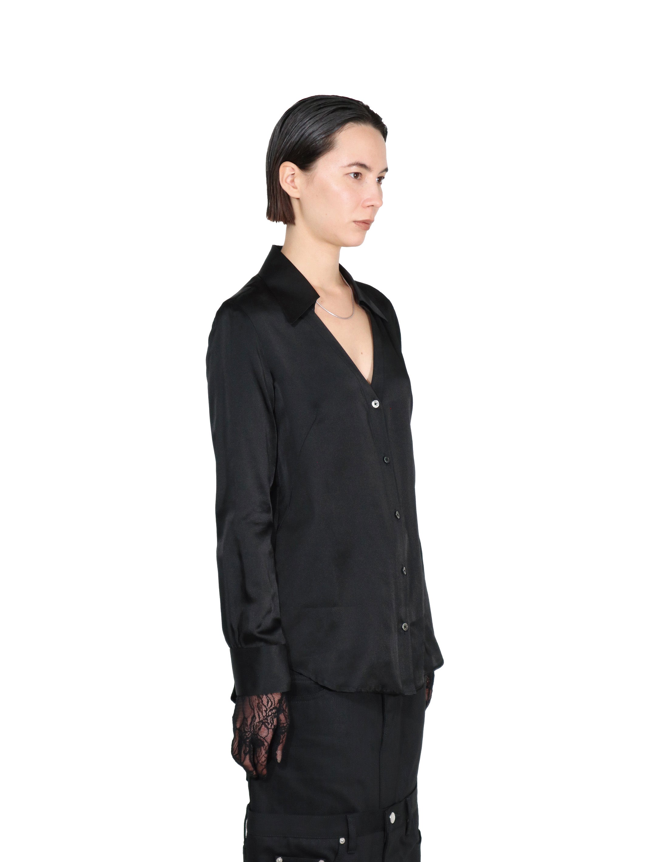 SATIN OPEN COLLAR SHIRT