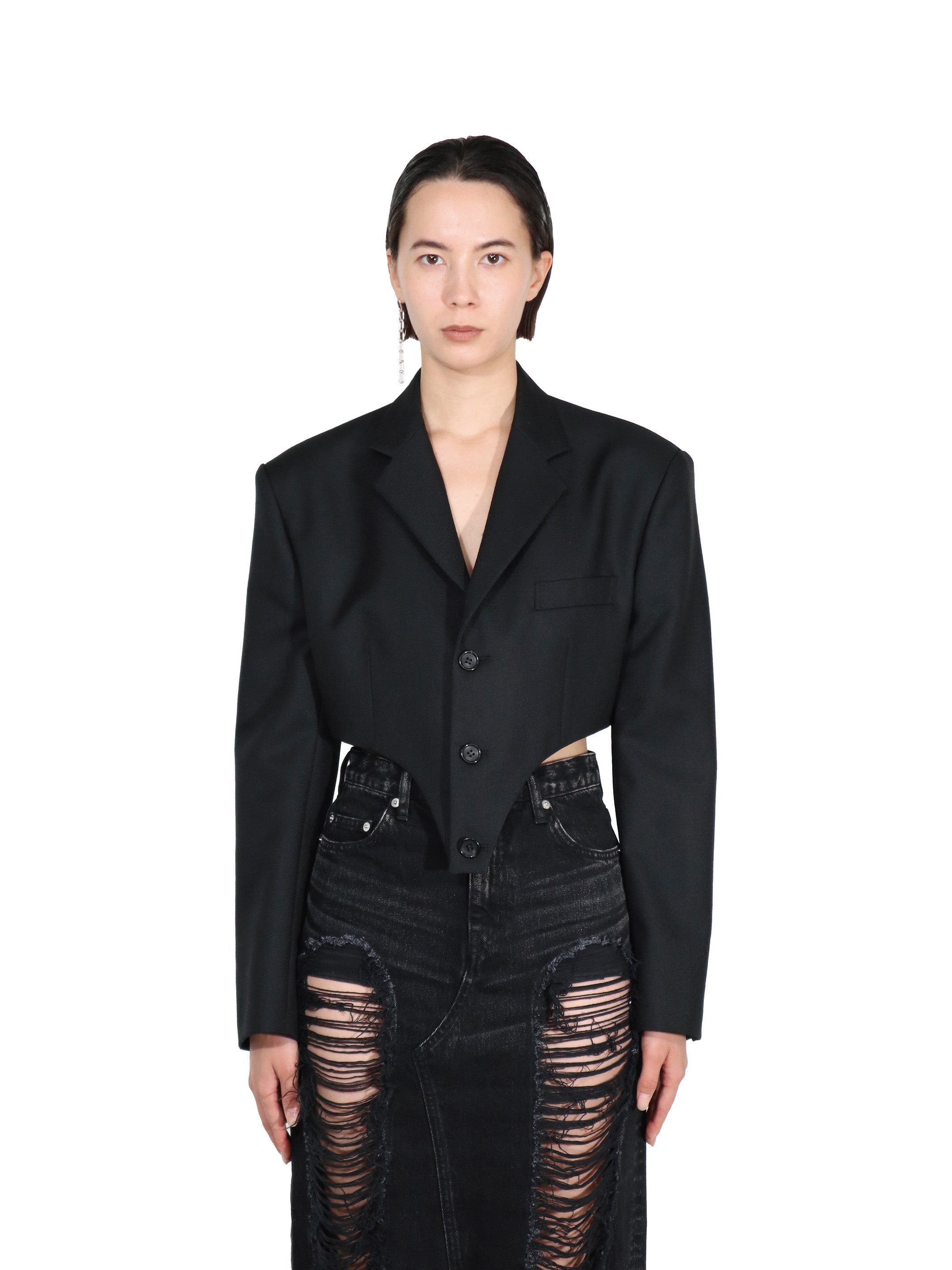 WOOL MOHAIR GABARDINE CUTTING JACKET