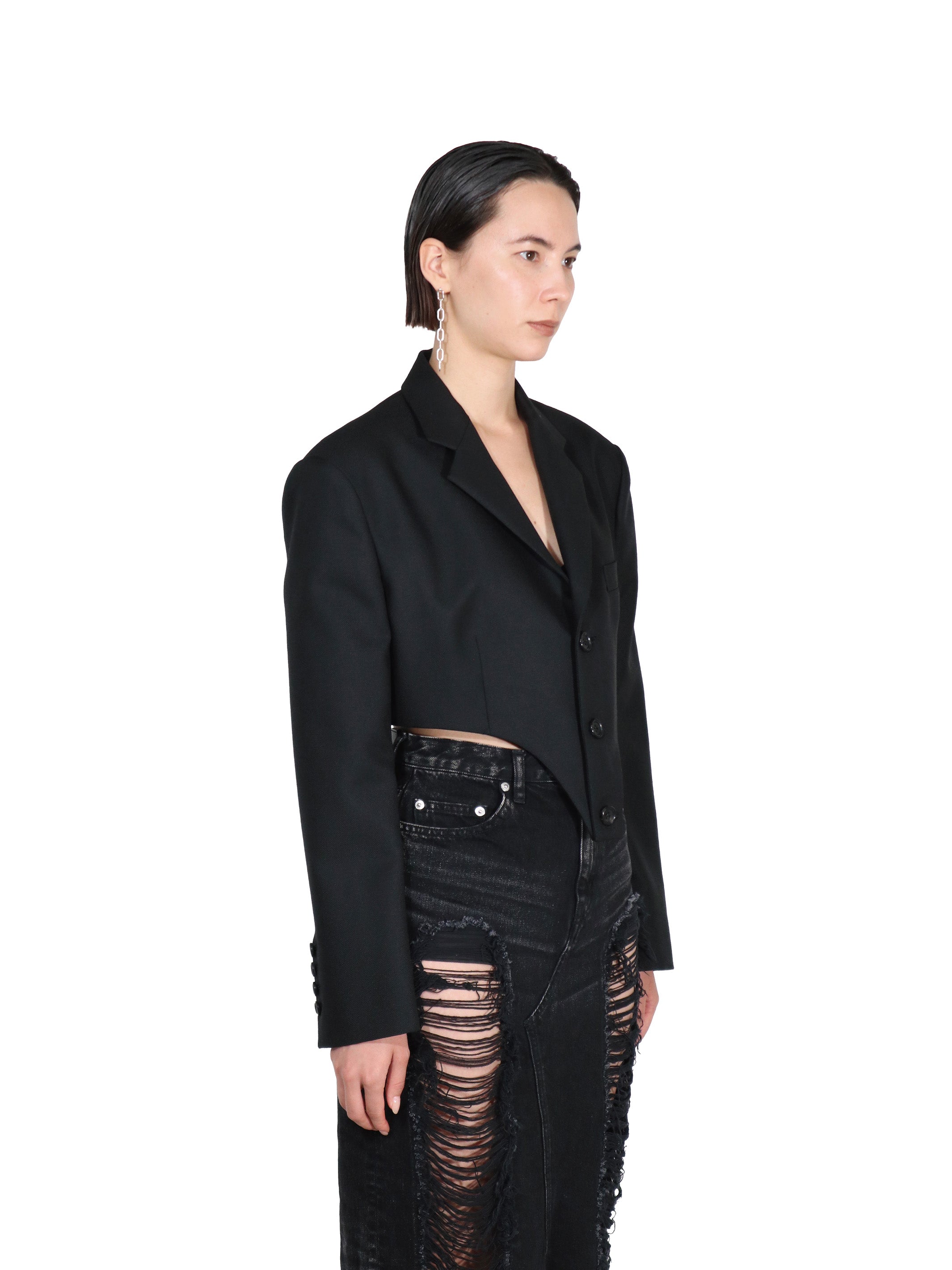 WOOL MOHAIR GABARDINE CUTTING JACKET